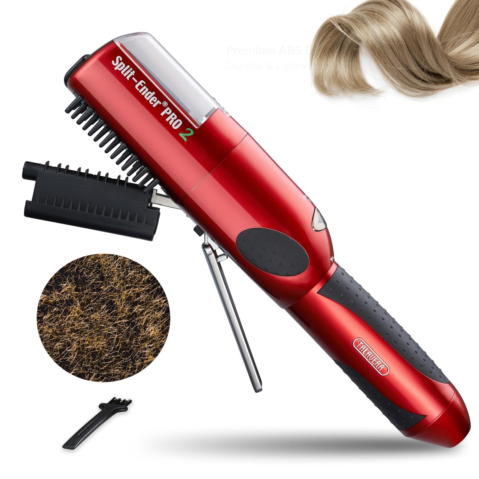 Split-Ender Split Ender Pro 2 - The Original Cordless Split End Hair Trimmer Automatic Rechargeable Home Tool Hair Clipper 2-in-1 for Dry Damaged Splitting Broken Brittle Straight Curly Frizzy Beauty - Red