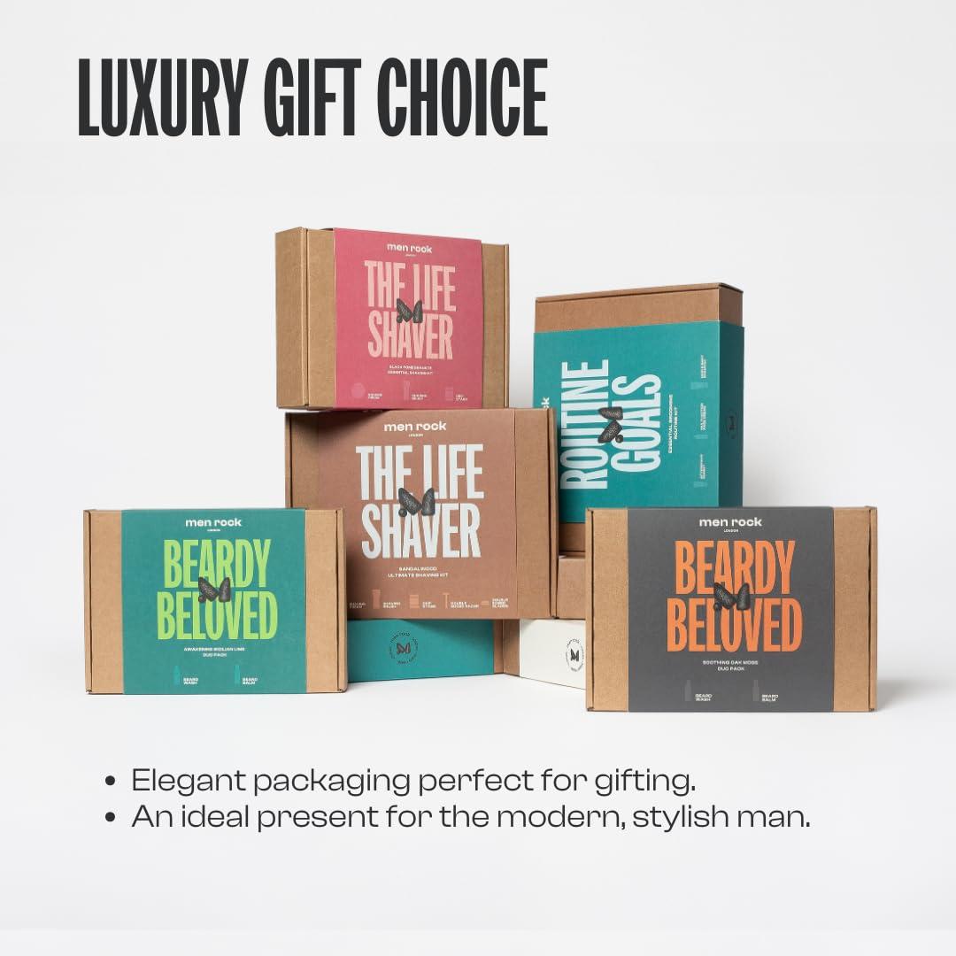 Men Rock Men Rock Beardy Beloved Soothing Essential Beard Kit - Oak Moss for Men - 3 Pc 3.4oz Soothing Beard Wash - Oak Moss, 3.4oz Soothing Beard Balm - Oak Moss, 1oz Beard Oil - Original