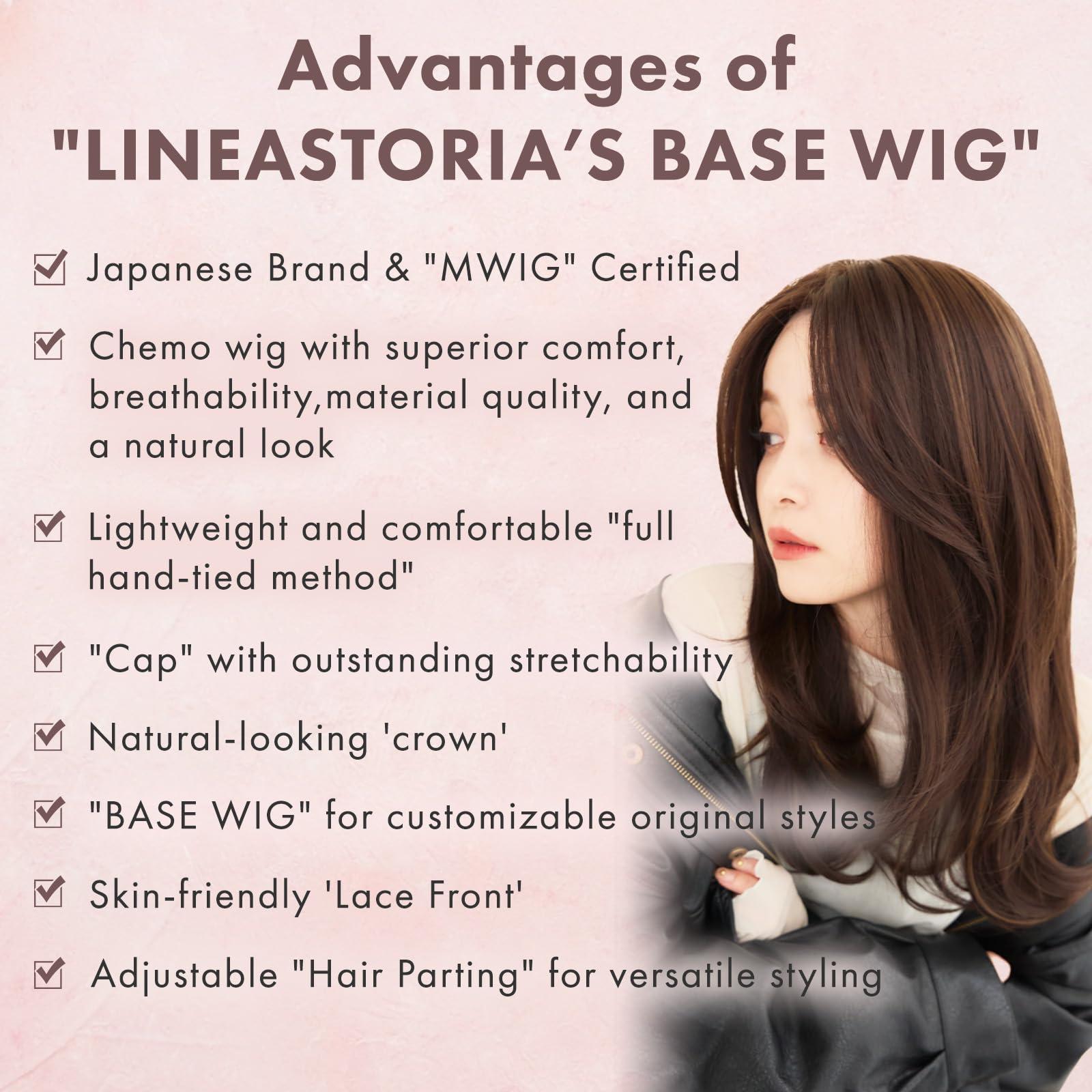 LINEASTORIA LINEASTORIA Medical Chemo wig, Hand Tied LaceFront, Synthetic Hair Wig for Blonde and Asian Women. Using Heat-stylable and Resistant Fiber, Long. Japanese popular medical wig (S, Dark Latte Highlight)