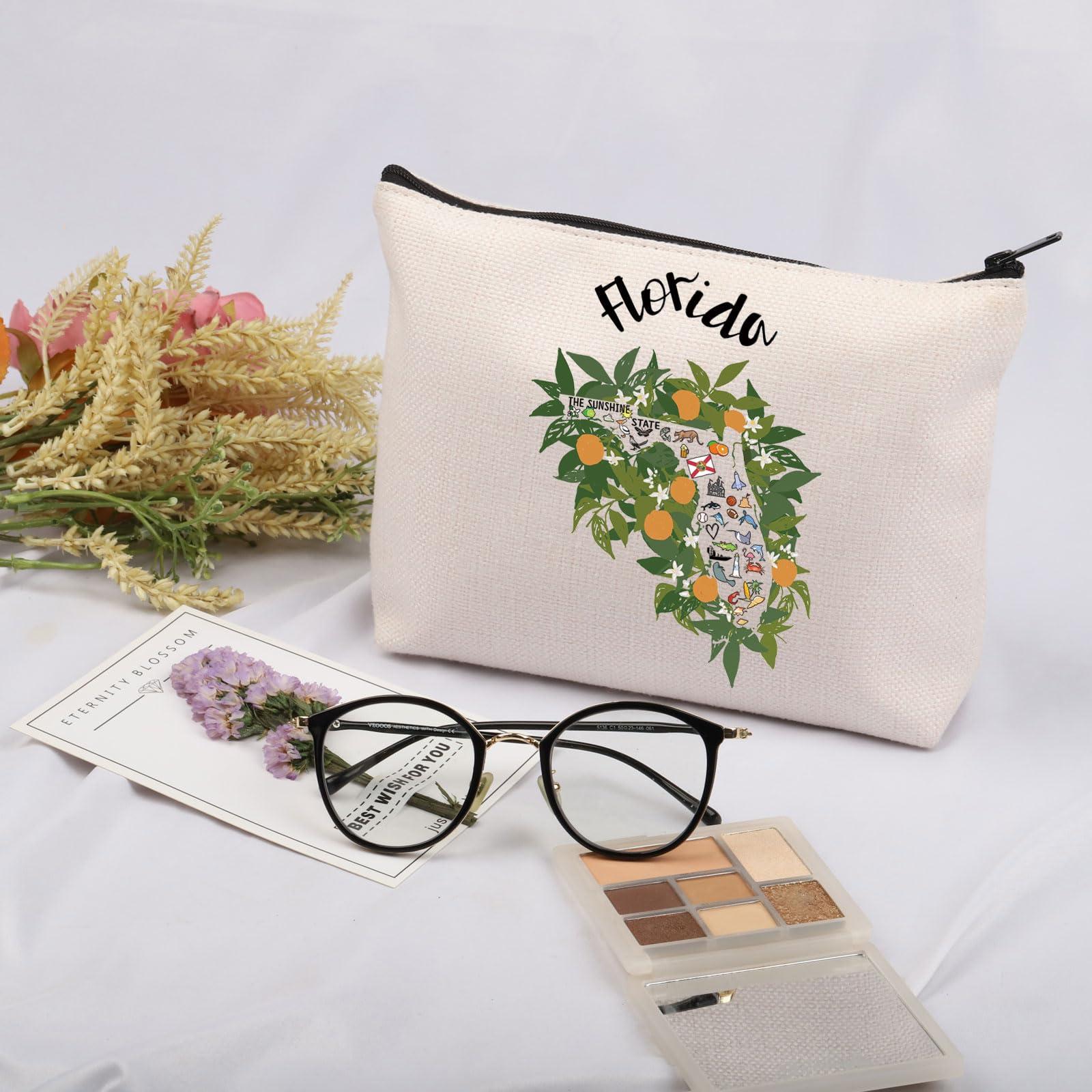 JNIAP JNIAP Florida vacation Gift Florida Themed Cosmetic Bag Florida State Map Gift (Florida Bag)