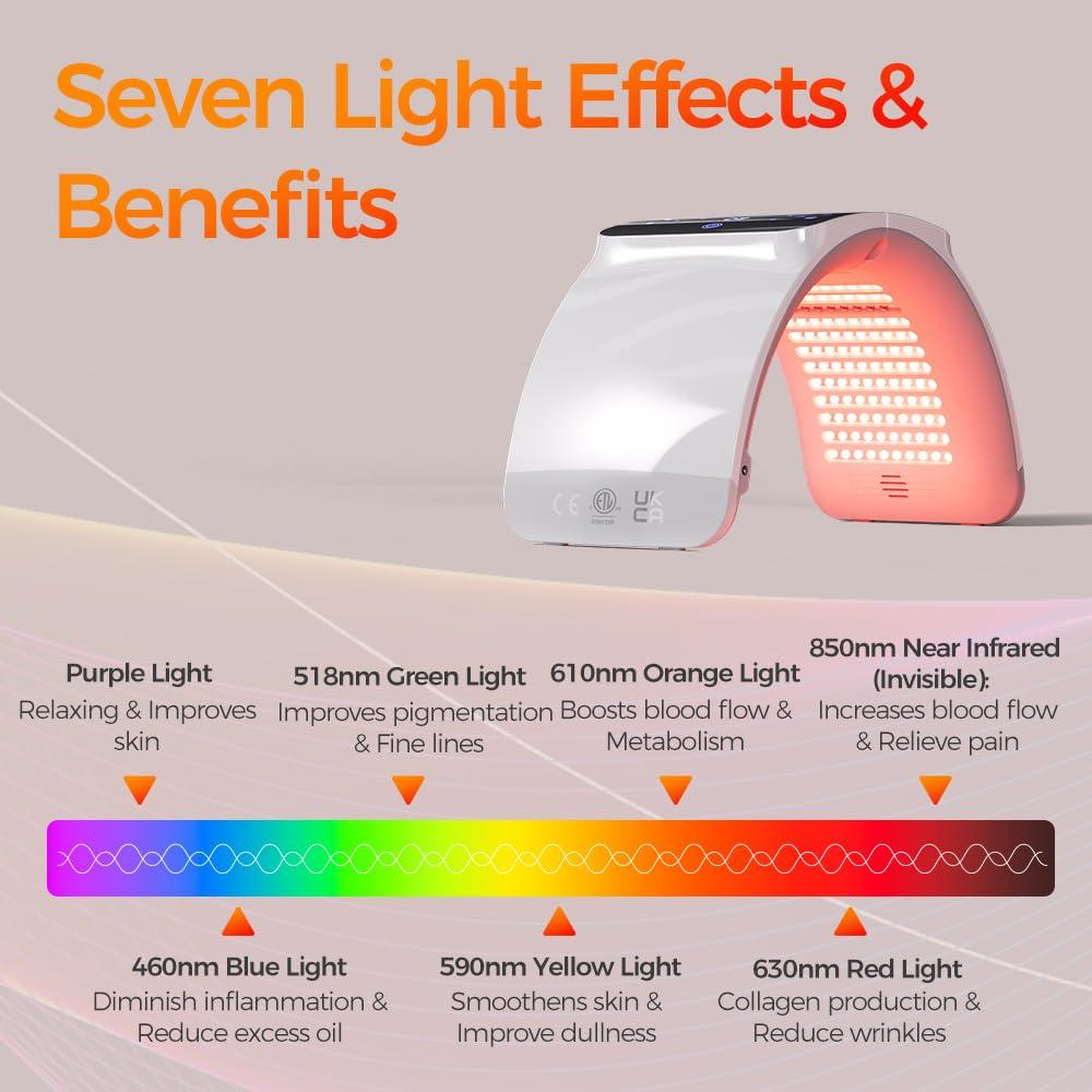 Bestqool Bestqool LED Mask Photon LED Light Therapy - 6 Colors with Near Infrared Light LED Face Mask for Skin Rejuvenation SPA Facial Body Skin Care Beauty Salon Device