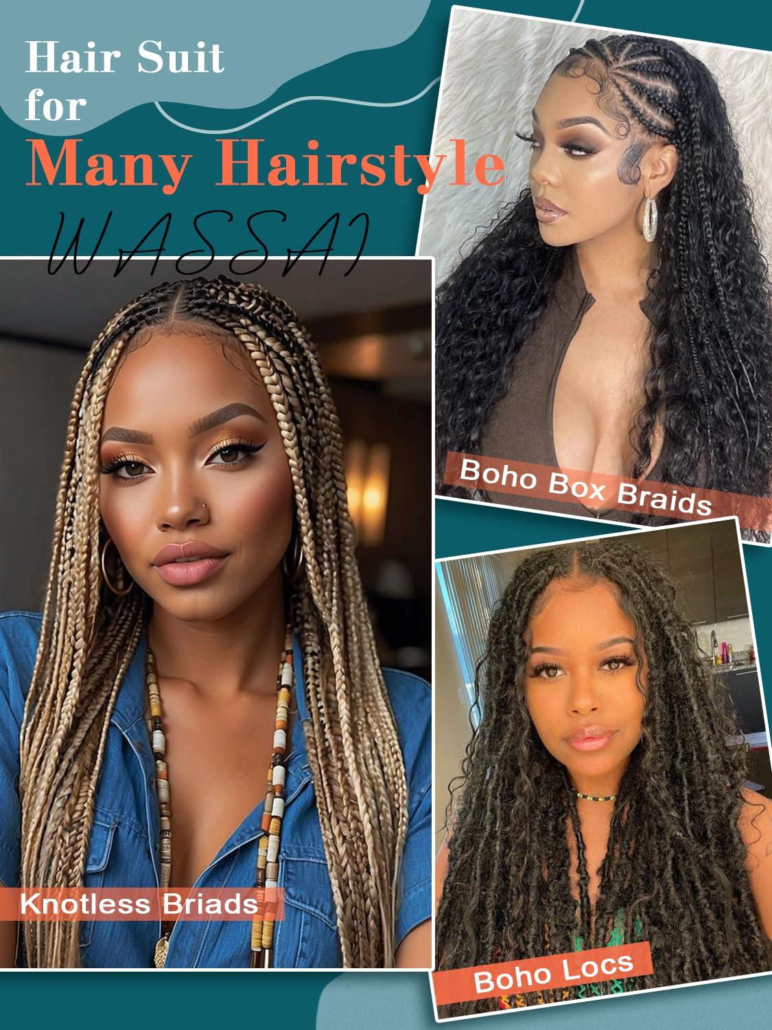 Wassai Deep Wave Bulk Hair for Braiding Dark Brown Curly Hair for Bohemian Knotless Braids 2 Boundle Boho Braids Curs 200g 20 Inch Boho Hair for Micro Braiding No Weft