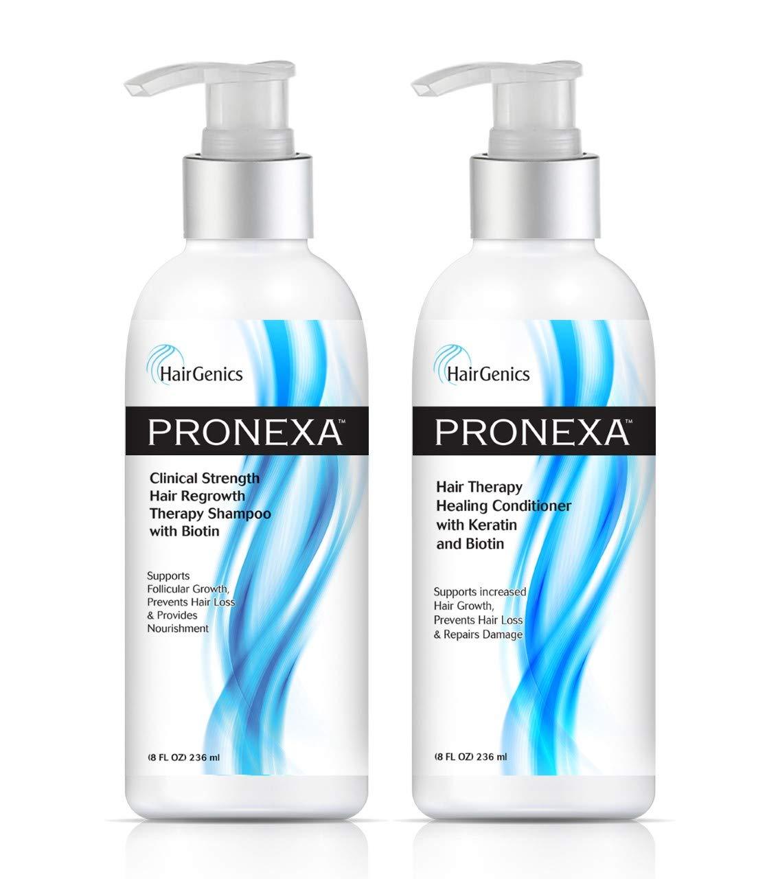 Pronexa Hairgenics Pronexa Hair Growth & Regrowth Therapy Hair Loss Shampoo and Conditioner COMBO pack. 2 bottles, 8 fl oz per bottle. With Biotin, Collagen, and DHT Blockers for Thinning Hair.