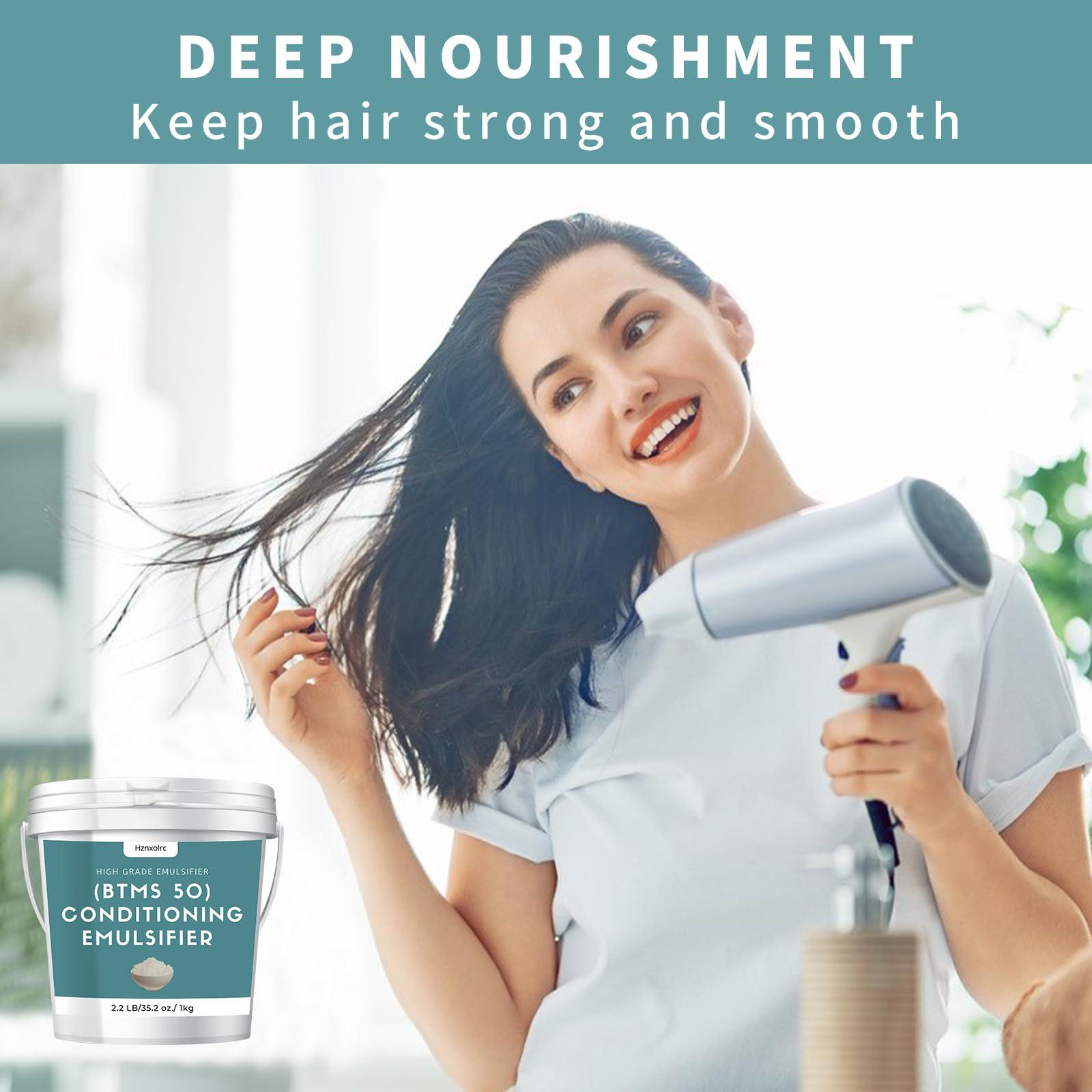 Hznxolrc 2.2lb BTMS 50 Conditioning Emulsifier for Making Leave-in Conditioner, Premium BTMS 50 Conditioning Emulsifier Granules, Higher Activity than BTMS 25, Suitable for Making Lotions, Shampoos and More