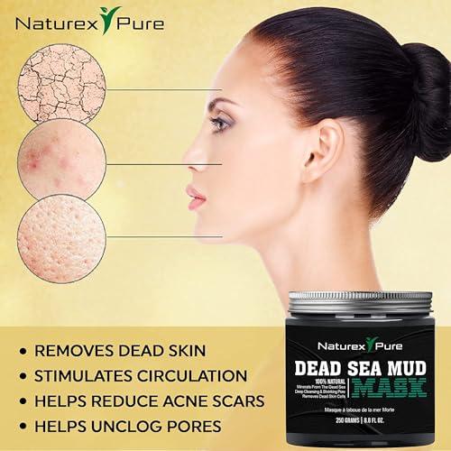 Naturex Pure Naturex Pure Dead Sea Mud Mask – Luxurious Mud Masks for Women and Men – Advanced All-Natural Dead Sea Mud Mask for Blackheads, Whiteheads, Hyperpigmentation, Acne – 8.8fl oz