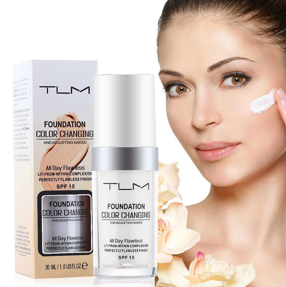 ELAIMEI 30ml TLM Flawless Color Changing Liquid Foundation Makeup Change To Your Skin Tone By Just Blending