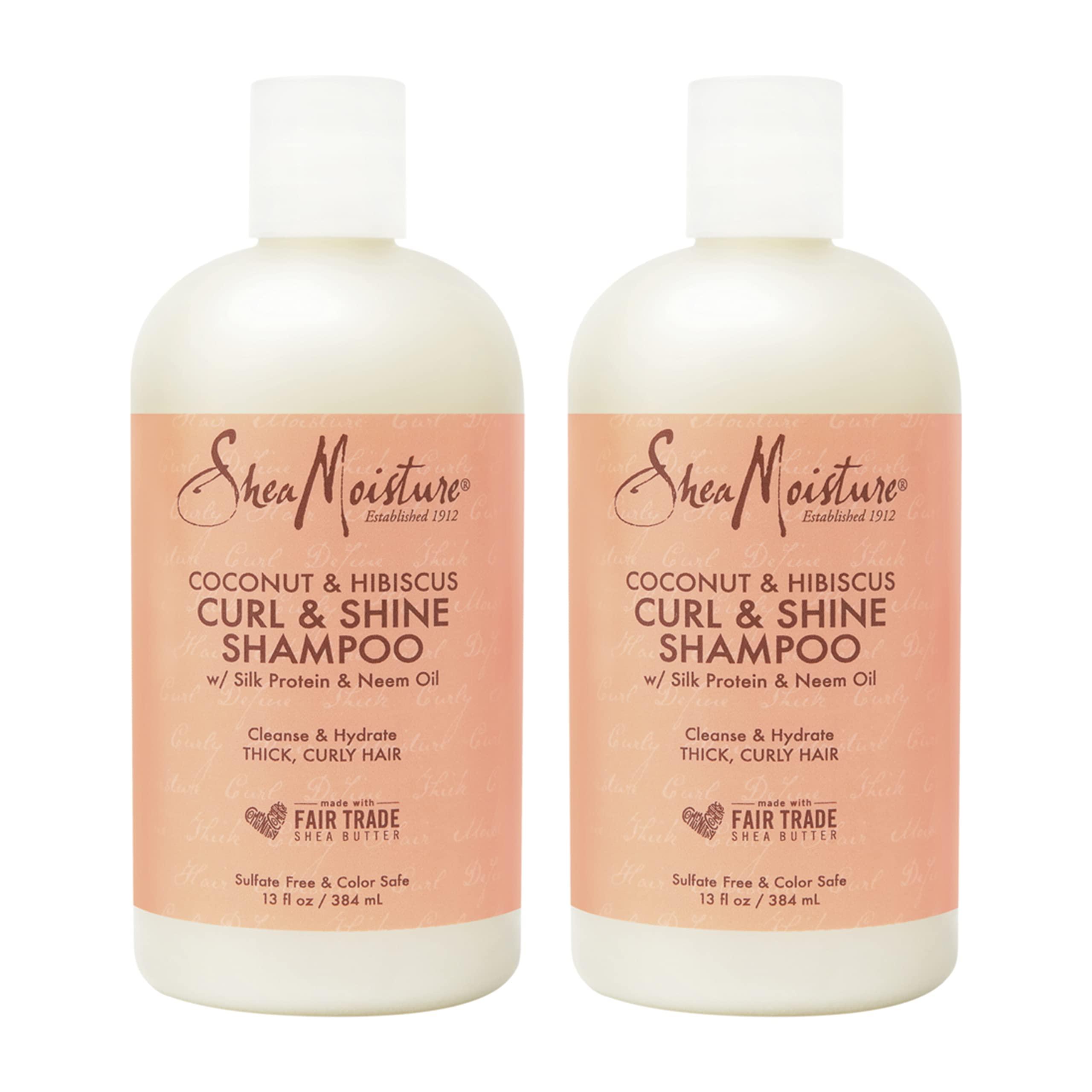 SheaMoisture SheaMoisture Curl and Shine Coconut Shampoo for Curly Hair Coconut and Hibiscus Paraben Free Shampoo 13 oz 2 Count