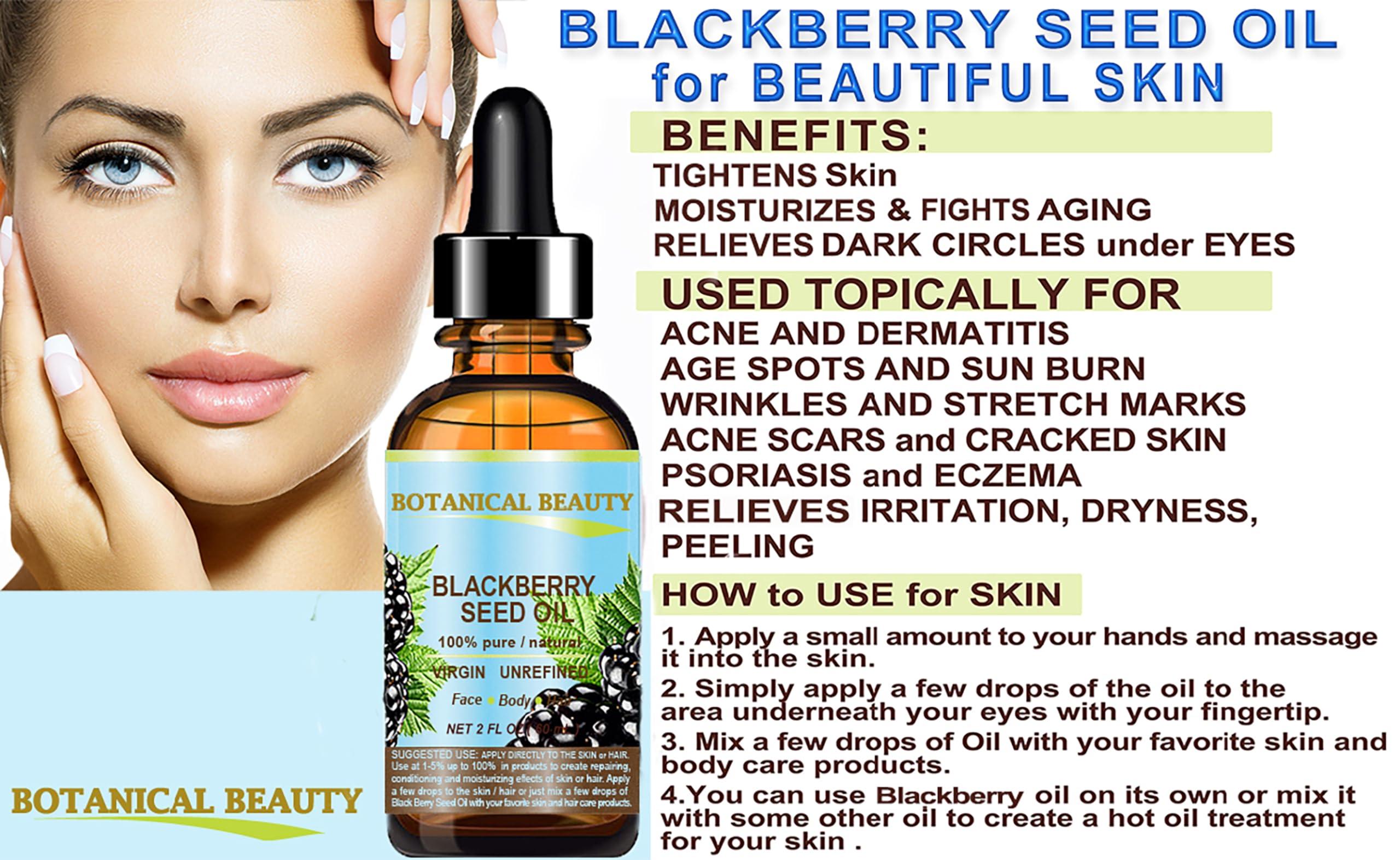 Botanical Beauty Botanical Beauty BLACKBERRY SEED OIL 100% Pure Natural Virgin Unrefined Cold Pressed Undiluted Carrier Oil. 2 Fl. oz -60 ml. for Face, Skin, Body, Hair, Lip, Nails