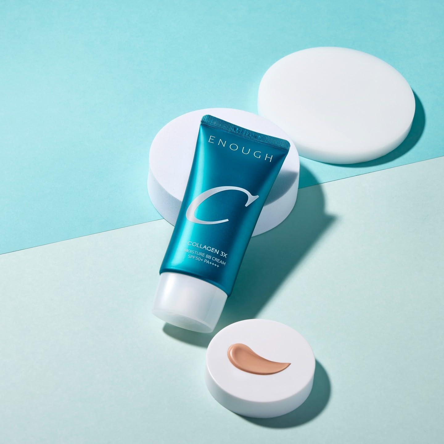 Enough Enough Collagen 3X Moisture BB Cream SPF50, Makeup Tinted Moisturizer for Face, Korean Skin Care Full Coverage Foundation, 1.76oz