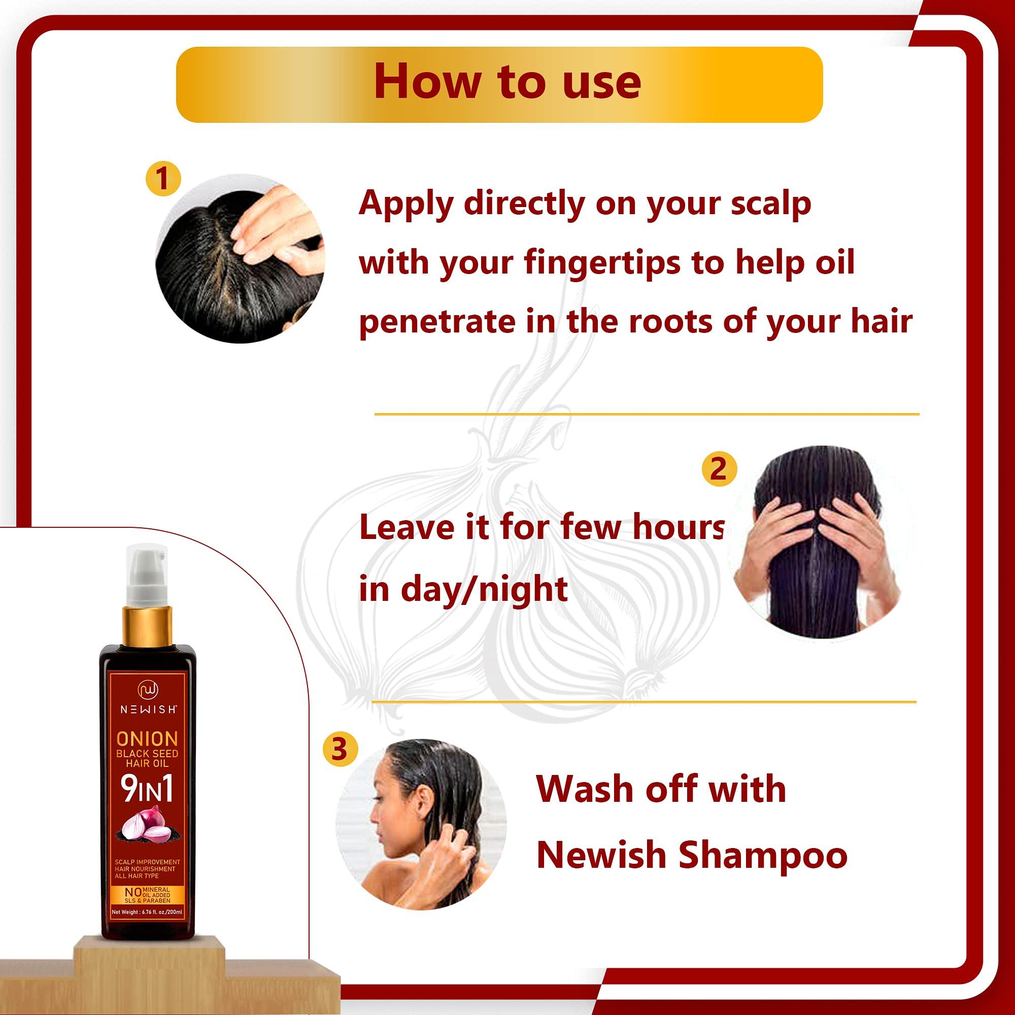 Newish Newish Black Seed Onion Oil for Hair Regrowth and Care, With Castor, Almond, Sunflower, Methi & Jojoba Oils for Shiny Hair (200 ml)