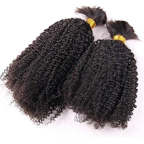 QIRUI Kinky Curly Bulk Hair For Braiding Human Hair 4B 4C Virgin Hair Bulk Micro Braids Weaving Extensions Human Hair No Weft Natural Black Bulk Braids No Attachment 100g/Bundle (16Inch Natural Color)