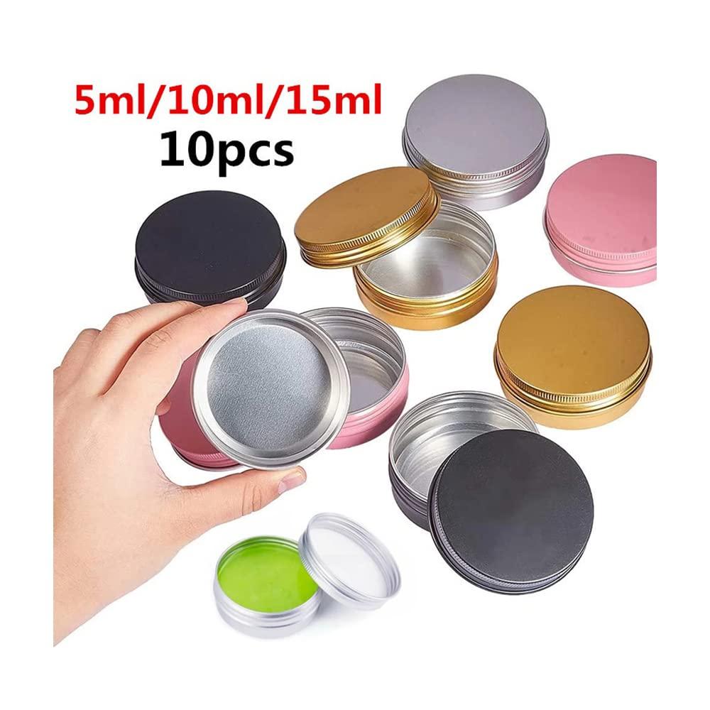 ezqnirk 10PCS Empty Aluminum Tin Jar For Cream Balm Nail Candle Cosmetic Round Storage Container Mini Metal Box,Pink,15ML