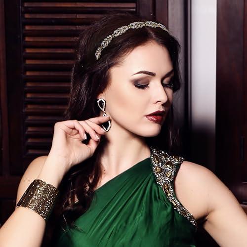 Oriamour Oriamour Flower Design Rhinestone Crystal Wedding Headband Bridal Headpieces Simple Design Bridal Headband (Bronze Purple AB)