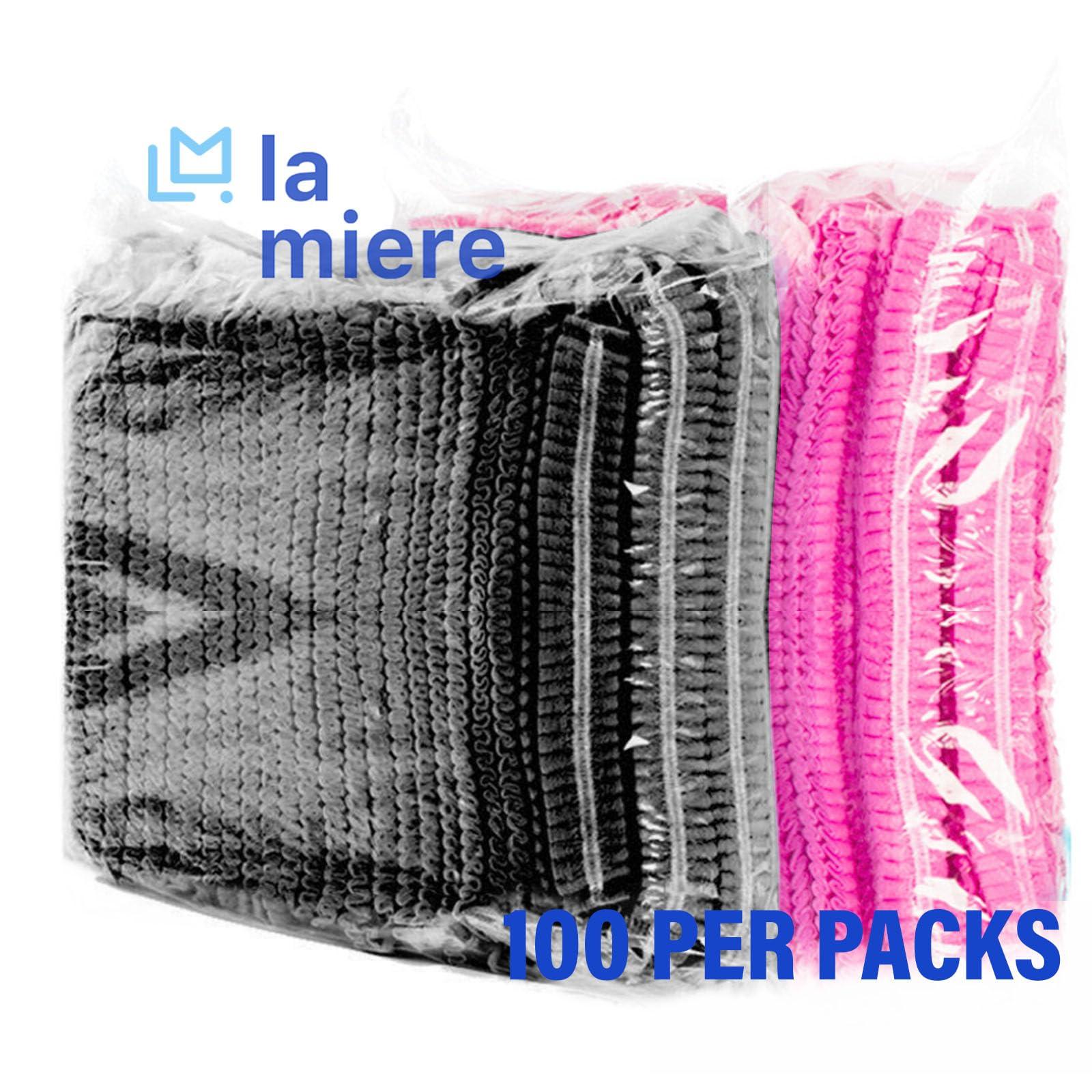 LA MIERE LA MIERE 100 Black Disposable Non-Woven Hairnets, Bouffant Caps, Protective Hair Head Covers, Hair Net, Surgical Cap, Medical Hair Covers, 21\"