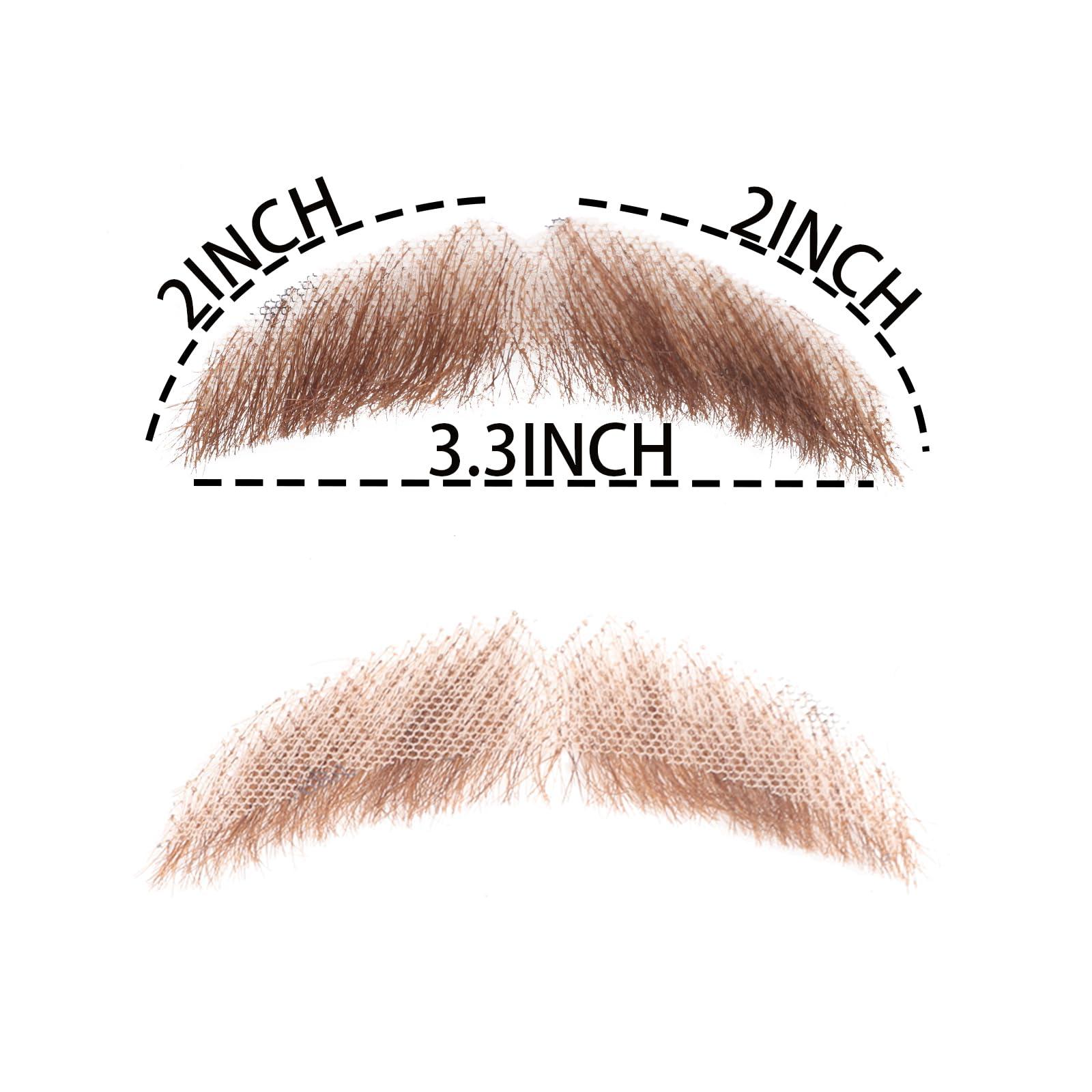 VIJIGIA Human Hair Full Hand Tied Realistic Fake Mustache Brown Human Hair Jack Sparrow Fake Beard Fake Goatee Costume Beard Fake Facial Hair Lace Beard for Women Halloween Funny Cosplay Costumebrown