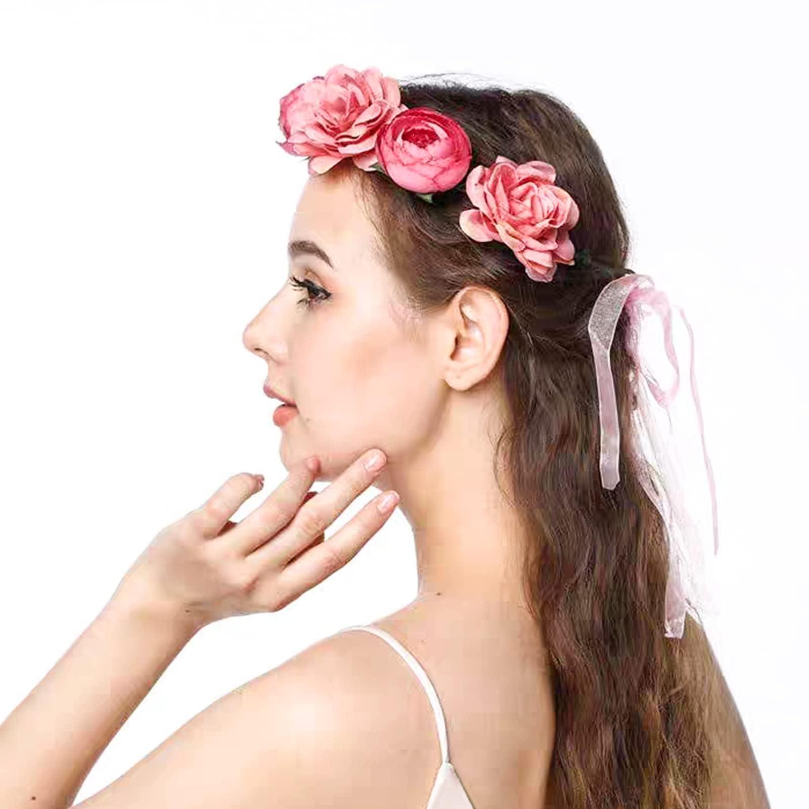 AEGYPIUS AEGYPIUS Flower Crowns for Women, 7 Inches Floral Rose Crown Headpiece Rose Headband for Women Rose Flower Crown Floral Crowns for Women Rose Headpiece Red Rose Headband for Women Red Rose Crown