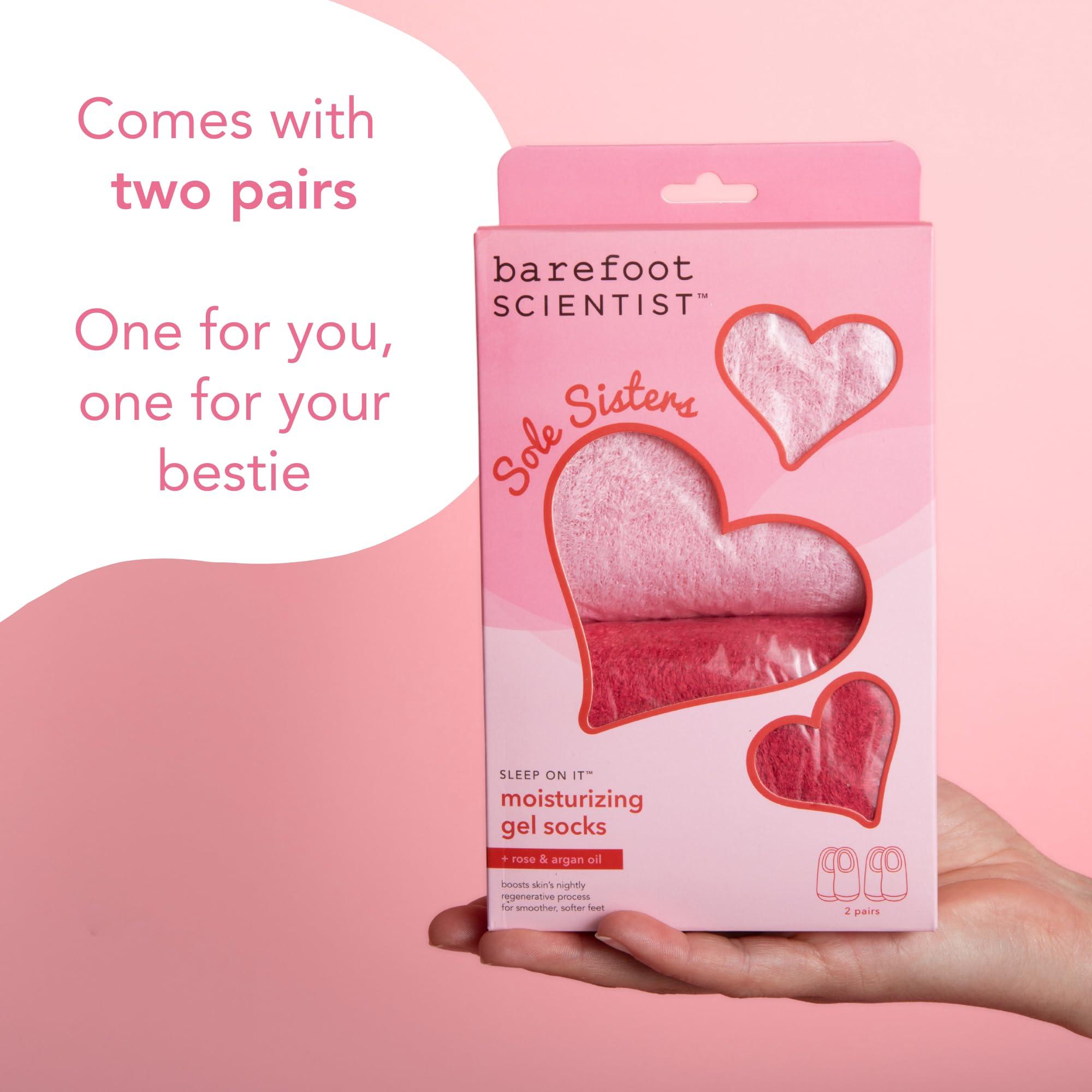 Barefoot Scientist Barefoot Scientist Sleep On It Overnight Moisturizing Gel Socks, Nourish Your Feet, Sole Sisters, Red and Pink, 2 Pack
