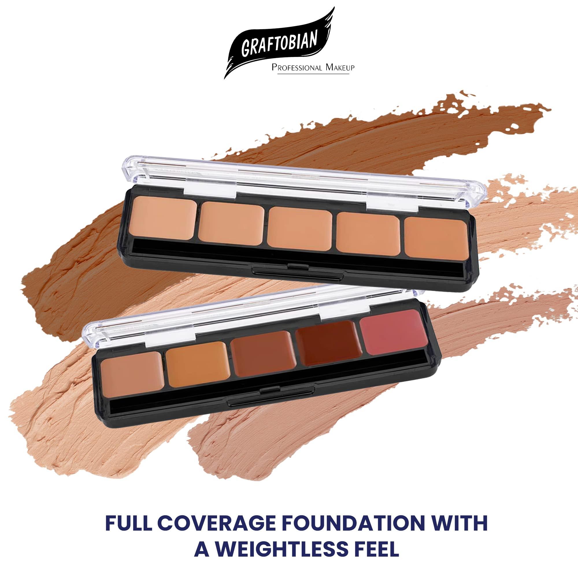 Graftobian Graftobian HD Glamour Crme Foundation Palette (Ultra-Lights) - High Definition 5 Color Makeup Palette, Cream Based Foundation Concealer and Contour Palette, Full Coverage - Lightest Skin Shades