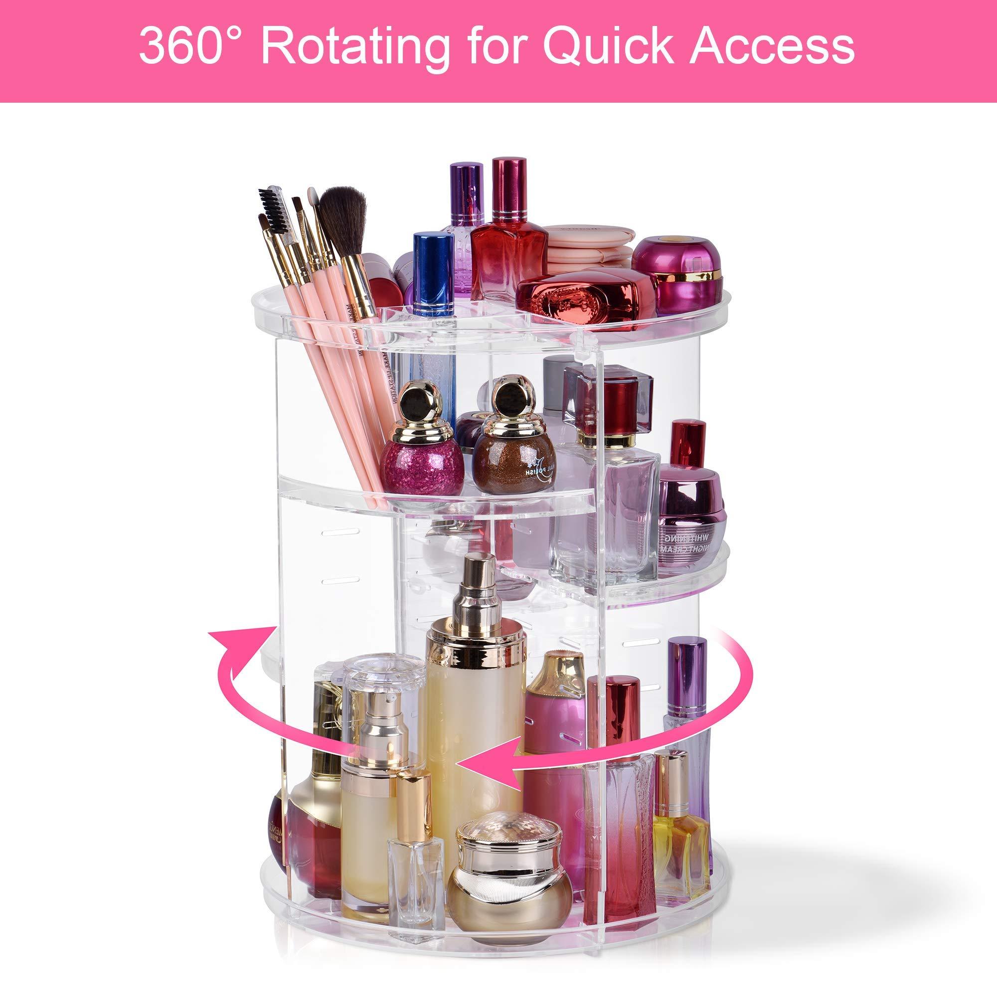 Easyhouse Easyhouse 360 Rotating Makeup Organizer, DIY 8 Adjustable Layers Spinning Skincare Organizer, Cosmetic Holder Shelf, Make Up Organizers and Storage for Vanity Bathroom Countertop (Clear-A)