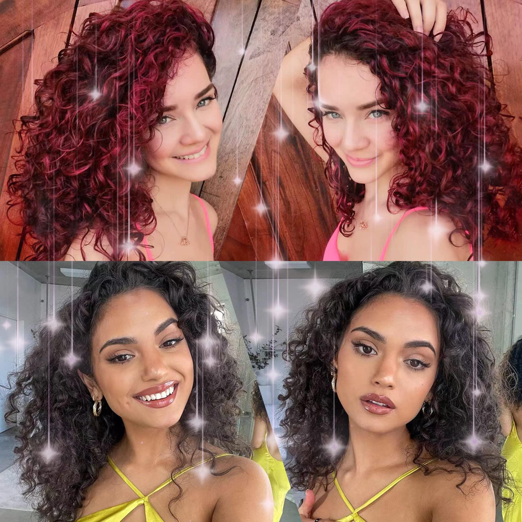 Naniciar Gogo Curl Crochet Hair 12 Inch 8 Packs Burgundy Short Curly Crochet Hair - Beach Curl Crochet Hair - Deep Wave Crochet Hair - Water Wave Braids Synthetic Hair Extensions (12 Inch 8 Packs, Burgundy)