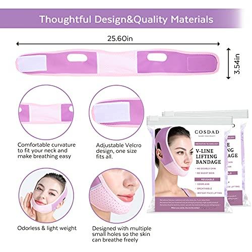 COSDAD COSDAD Reusable Double Chin Reducer Chin Strap Face Slimming Strap Face Slimmer Shaper for Women,Breathable Comfortable V Line Lifting Mask,Innovative Lifting Technology,One Fits All,Purple
