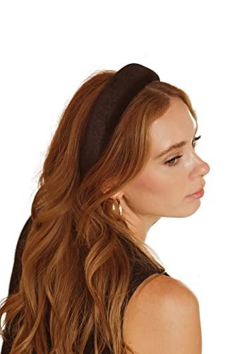 Habac Studio HABAC STUDIO- Headbands for Women Hair Accessories for Women Hair bands for Girls Headbands Velvet Padded 4.2cm Wide. (Black)