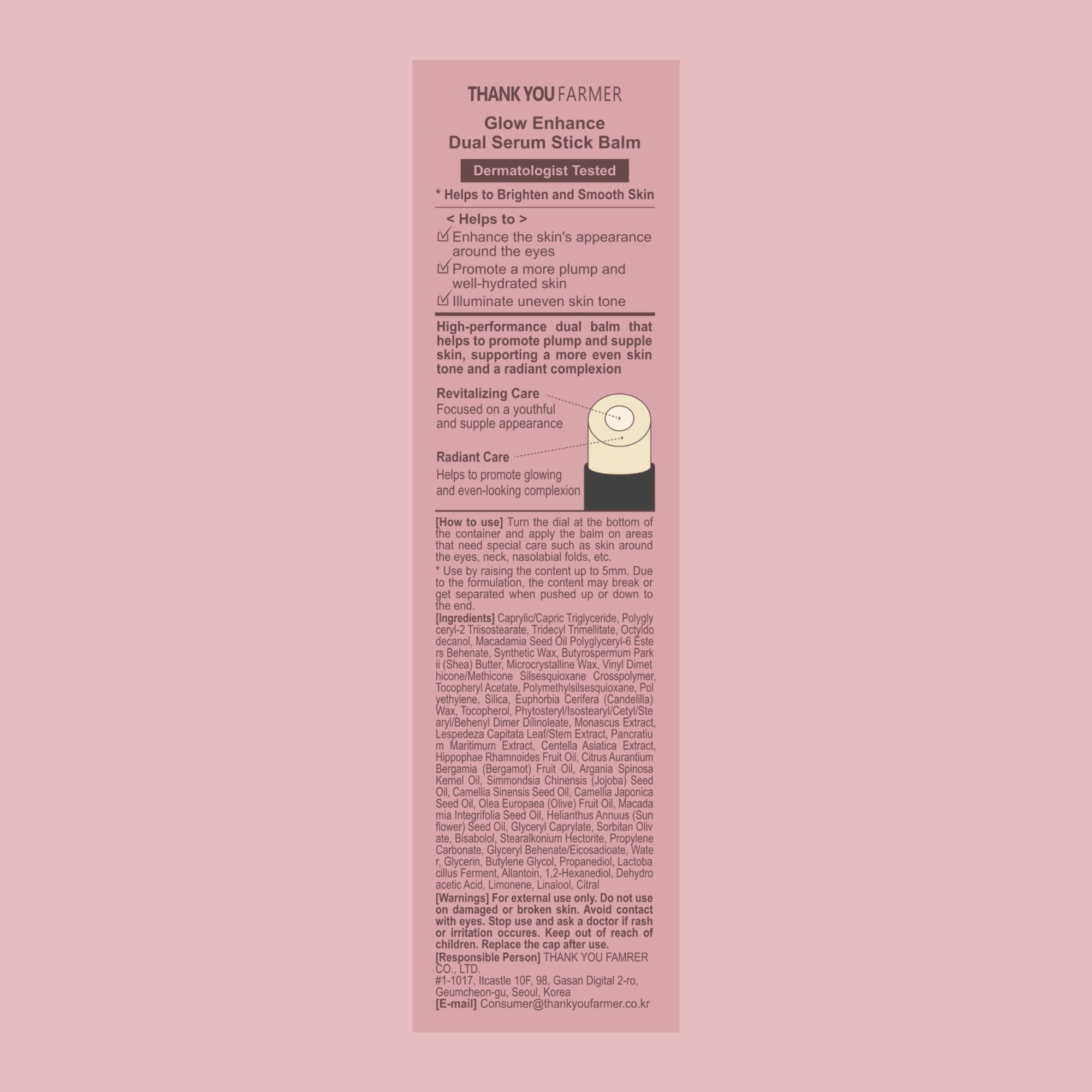 THANKYOU FARMER THANKYOU FARMER Glow Enhance Dual Serum Stick Balm - Korean Eye Cream for Face, Crows Feet Eye Treatment Fine Lines Lifting 0.35oz