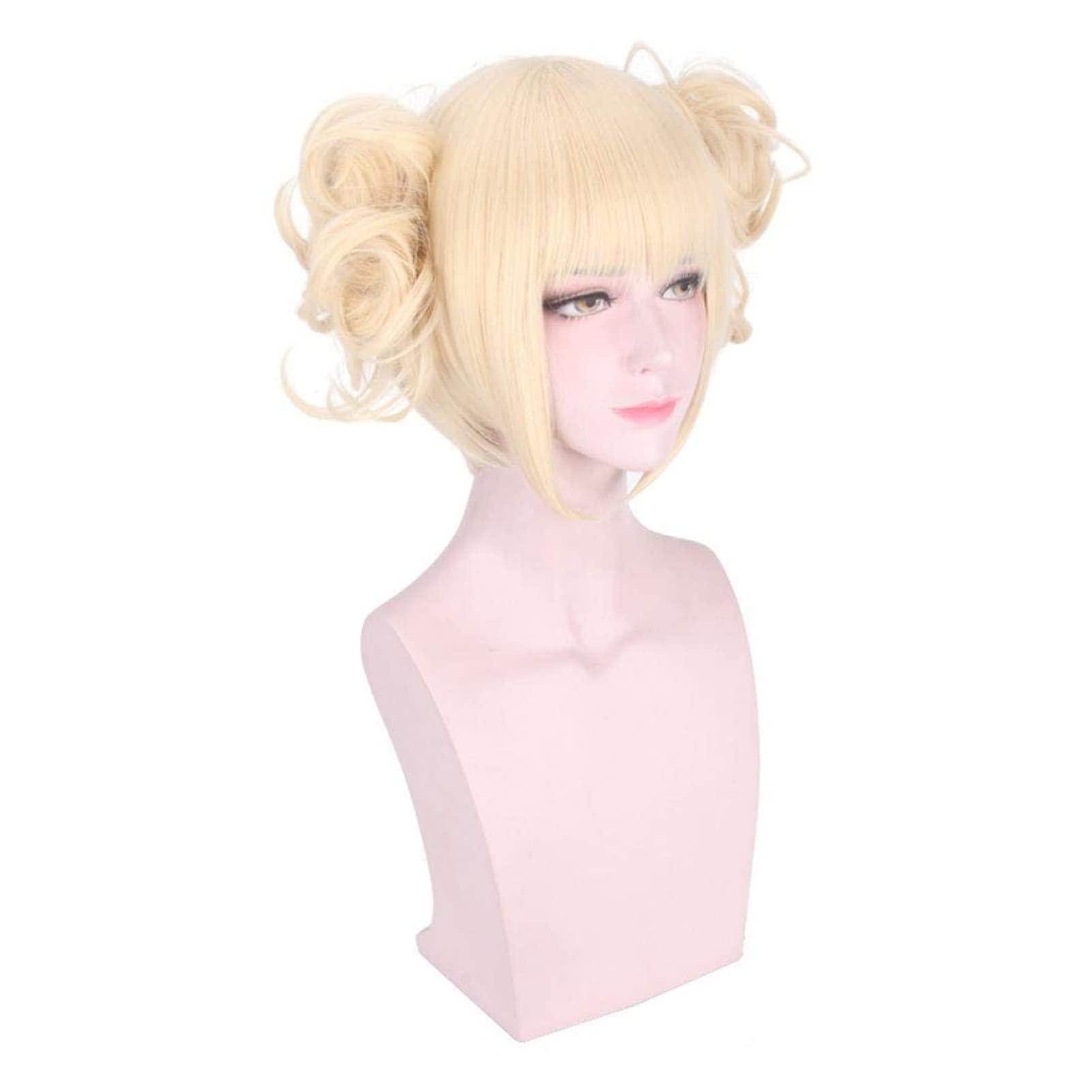 Koswiggle Koswiggle My Hero Academia Wig Cross My Body/Himiko Toga Cosplay Anime Wig Split Tiger Mouth Clip Milk Gold
