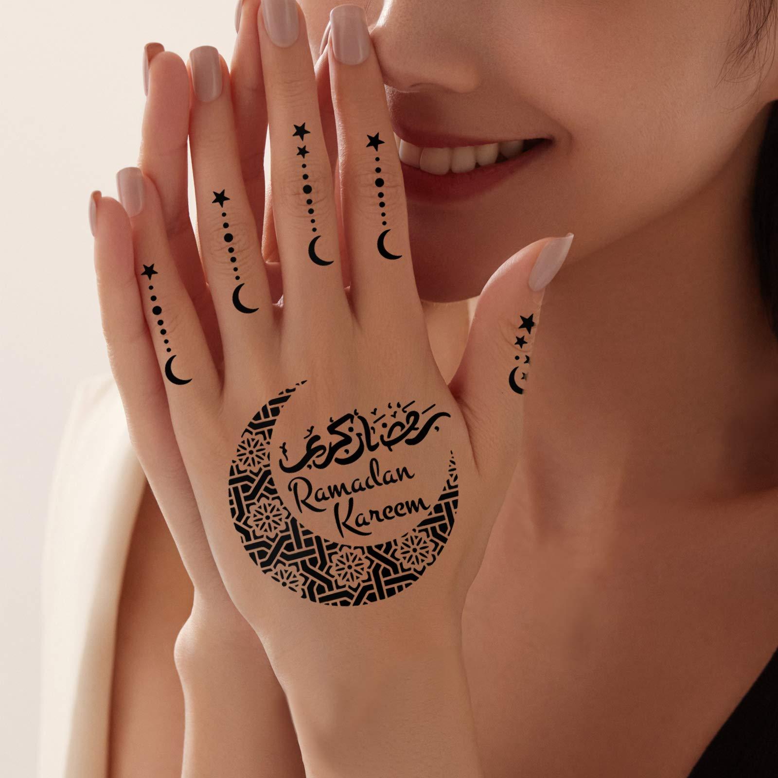 XMASIR Xmasir 10 Sheets Henna Tattoo Stencil Kit Ramadan Tattoo Templates Temporary Tattoos Stickers Reusable Set for Body Art Paint