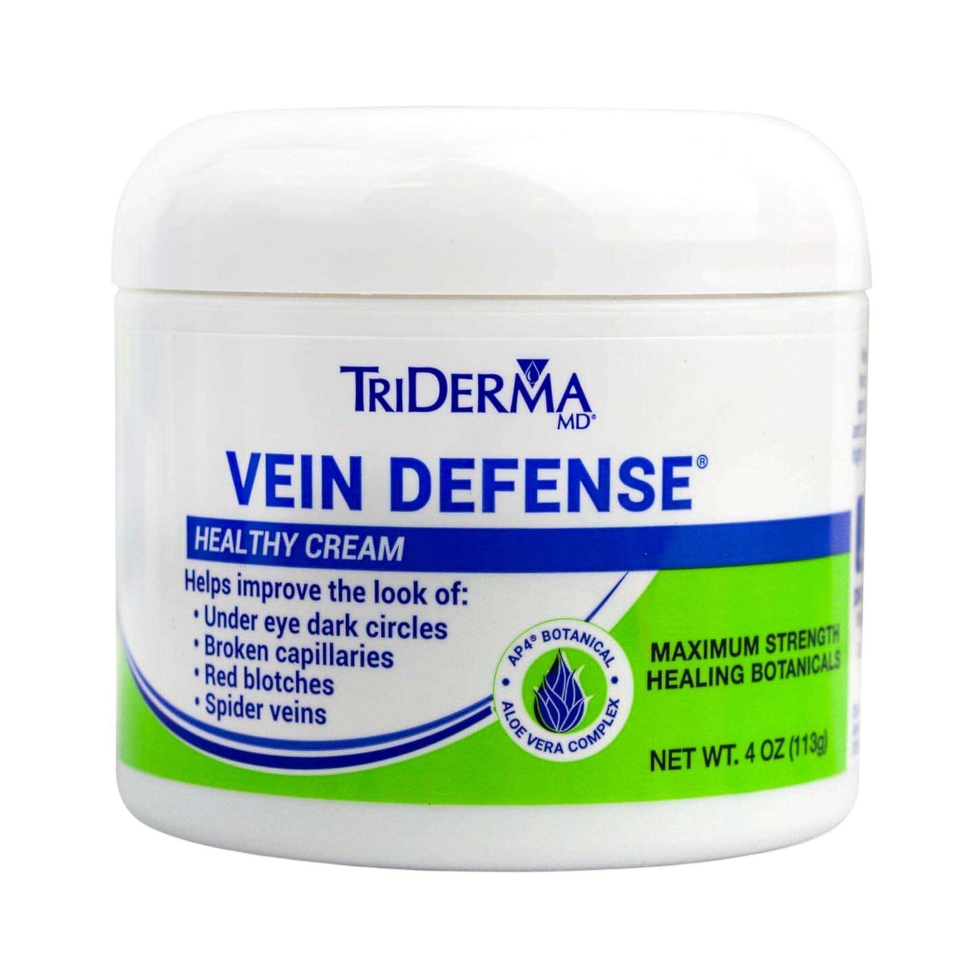 TriDerma TriDerma Vein Defense Healthy Cream, Helps Improve the look of Spider Veins, Broken Capillaries, Red Blotches and Under Eye Dark Circles 4 oz