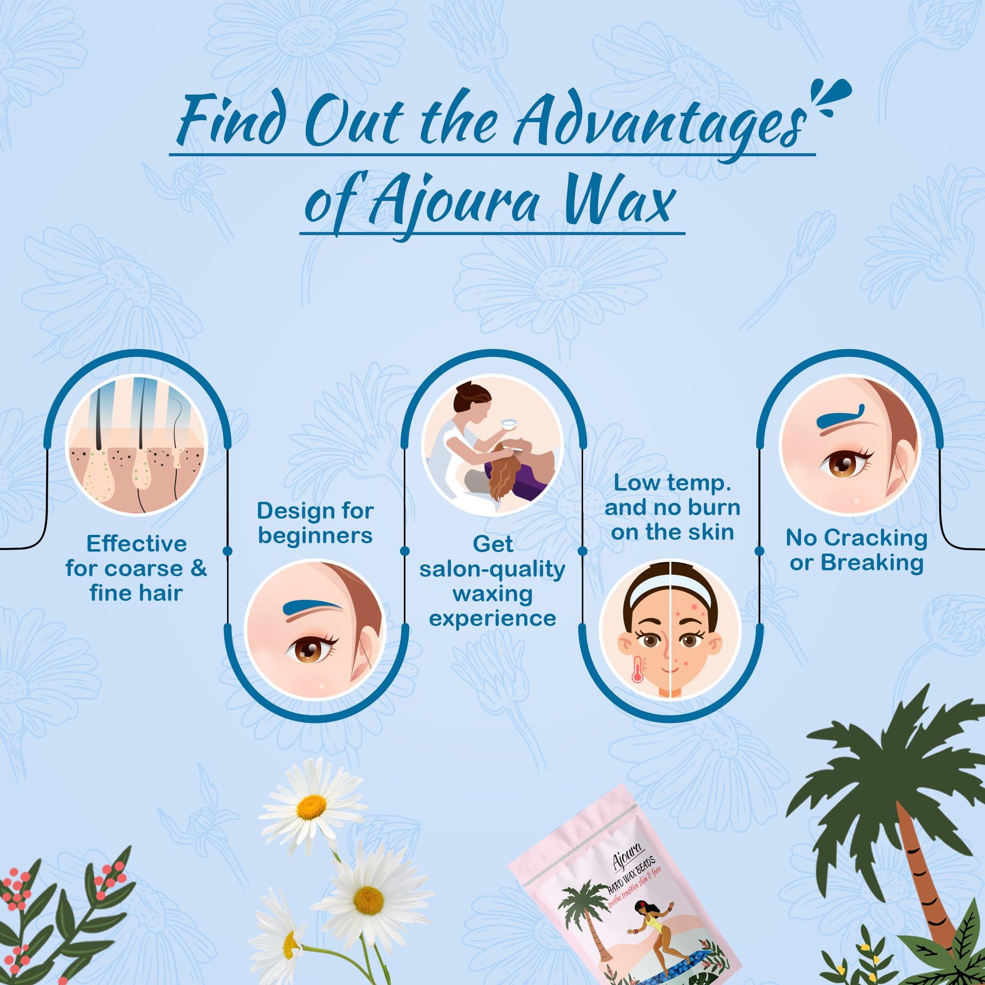 Ajoura Ajoura 2 lb Rose Hard Wax Beads + 1 lb Chamomil Hard Wax Beads for Hair Removal, All-purpose Wax Beans for Sensitive Skin, Large Area Coarse Hair Removal, Refill Bag for Brazilian Bikini, Face