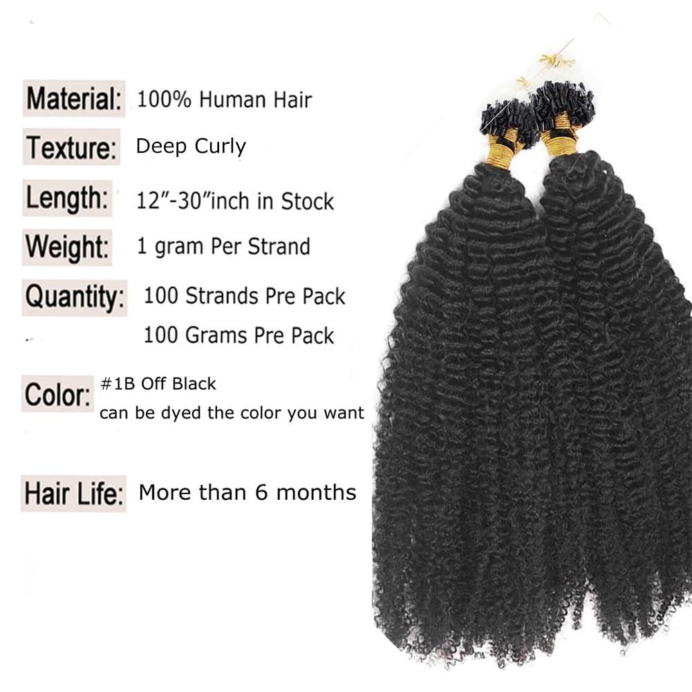 Kiss darling LASHES 3c Curly Microlinks Hair Extensions Human Hair Deep Kinky Curly Micro Loop Rings Human Hair Extensions Full Head for Women 100 Strands 100g Naturl Black 28 Inches