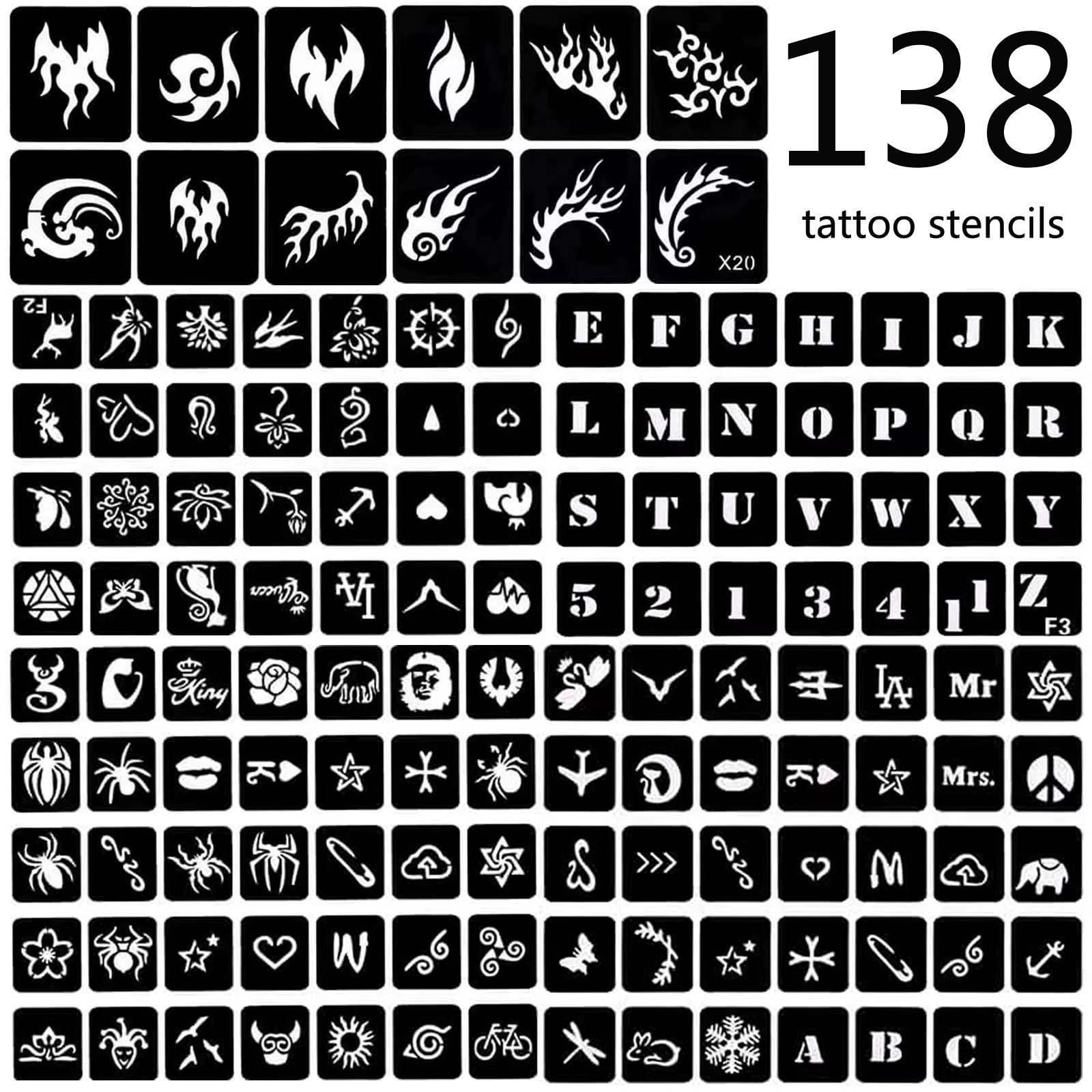 Betytattoo Betytattoo Temporary Tattoo Markers for Skin - Dual-End Tattoo Pens for Body & Face Art with 138 Tattoo Stencil Papers, 10 Pens Make Bold and Fine Lines, Cosmetic Quality(BETY2)