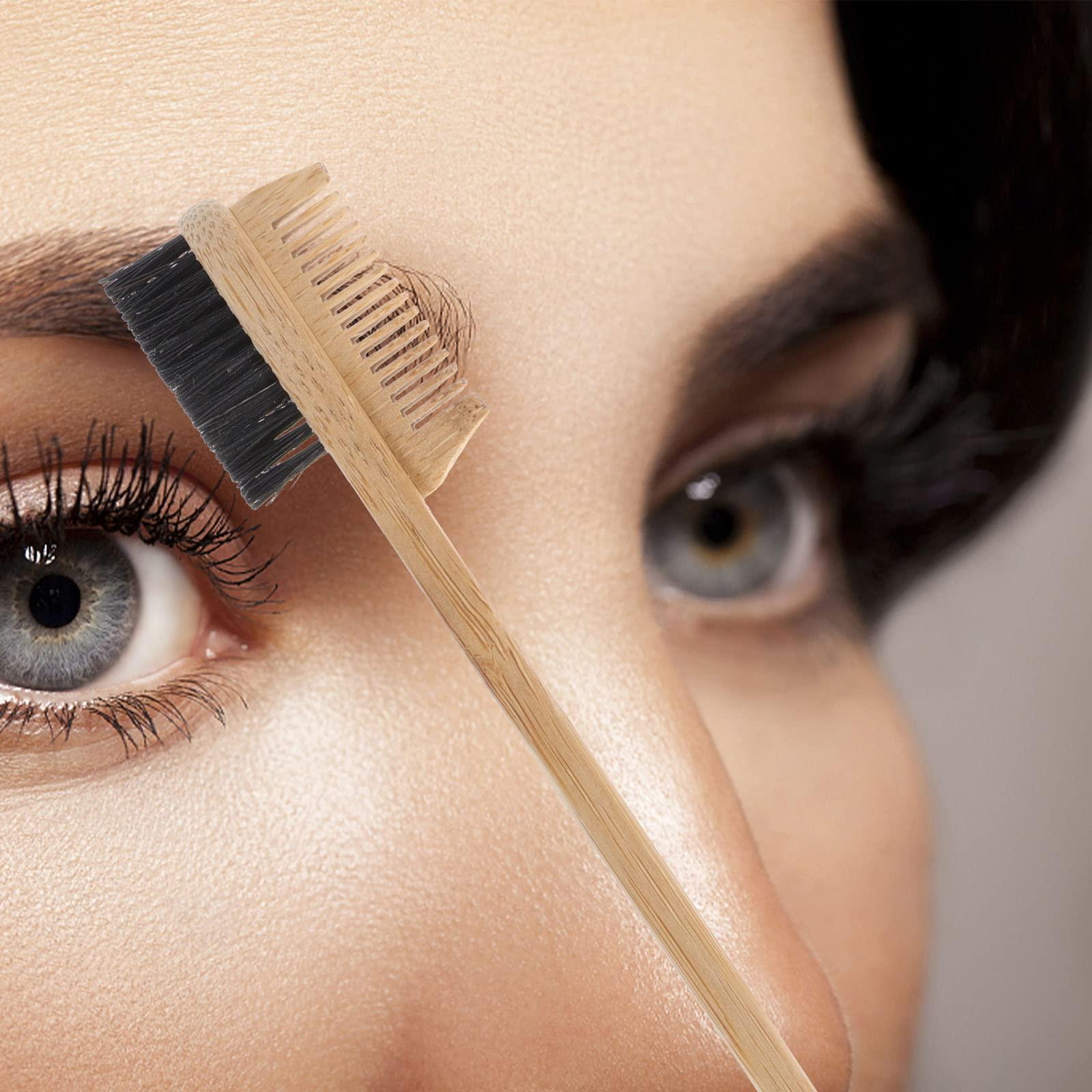 Beavorty 1pc Bamboo Double Eyebrow Brush Multi-effect Comb Eyebrow Trimming Tool Small Eyebrow Brush Double Heads Eyebrow Comb Cleaning Brush Women Styling Eyebrow Brush Eyelash Comb