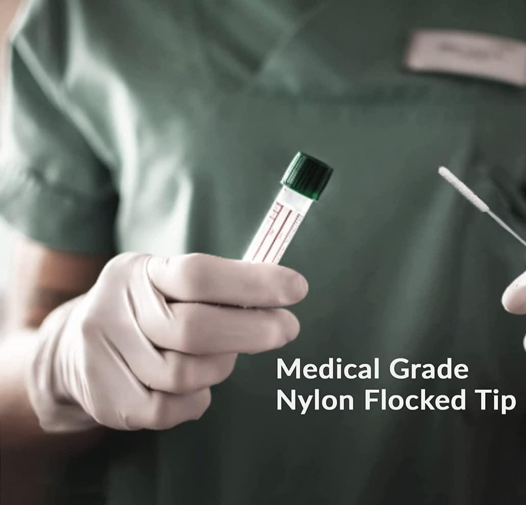 ZK Medical and Healthcare Manufacturing Co. Sterile Nasopharyngeal Swabs - Pack of 100 Flocked Nasal Swabs for Sampling, 80 mm Break Point, Nylon Flocking Tip, White