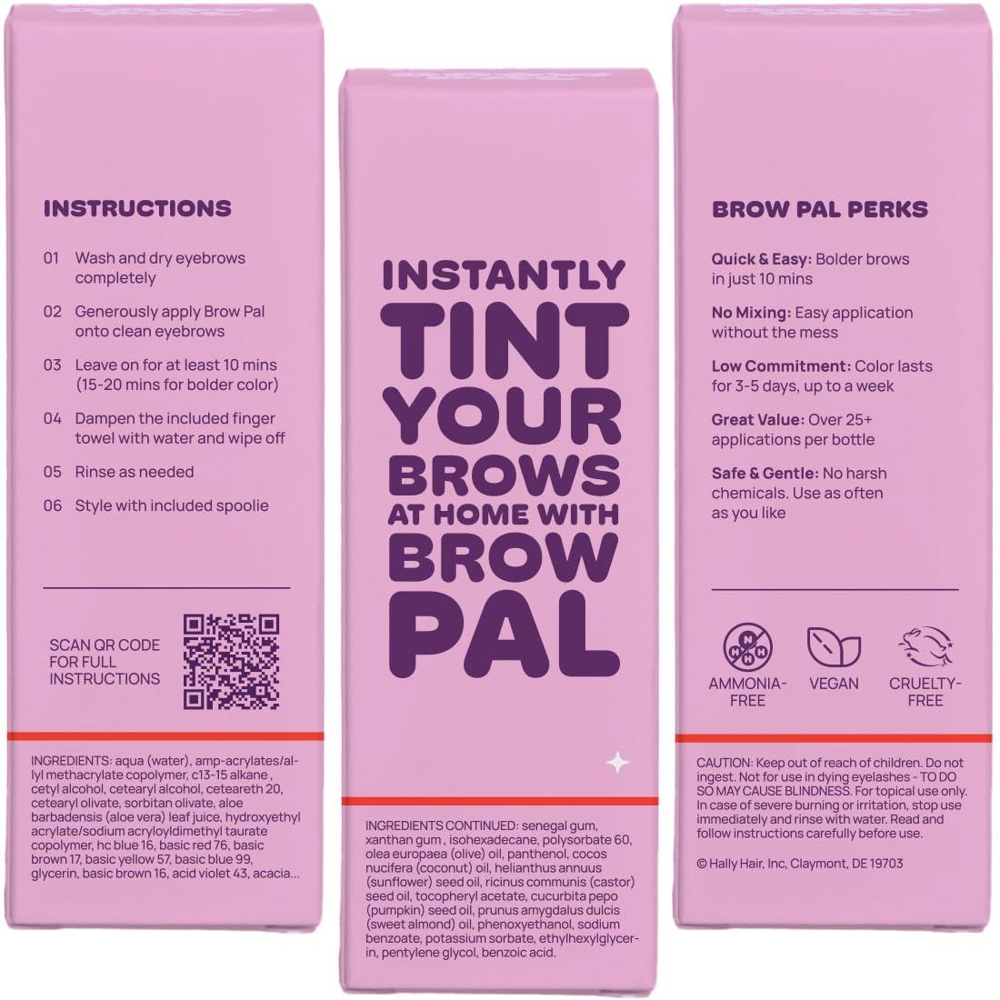 Hally Hair Hally Hair Brow Pal Eyebrow Tint, (Espresso for Blonde/Light Hair) - Gentle Temporary Eyebrow Gel Makeup for Women - Tinted Brow Gel for Defined & Fuller-Looking Eyebrows, Lasts Up to 3-5 Days, Vegan