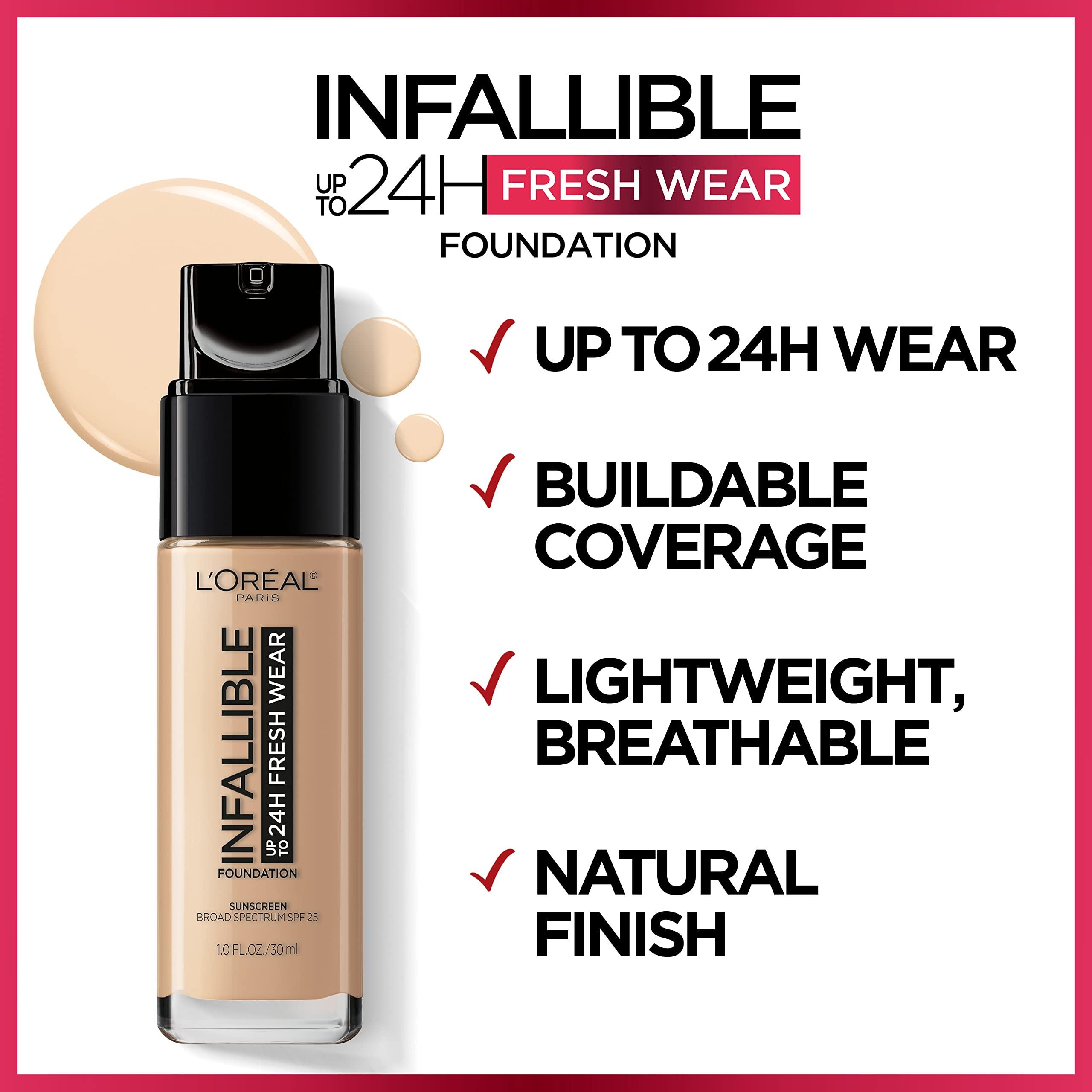L’Oréal Paris L'Oreal Paris Makeup Infallible Up to 24 Hour Fresh Wear Foundation, Radiant Sand, 1 fl; Ounce (Pack of 2)