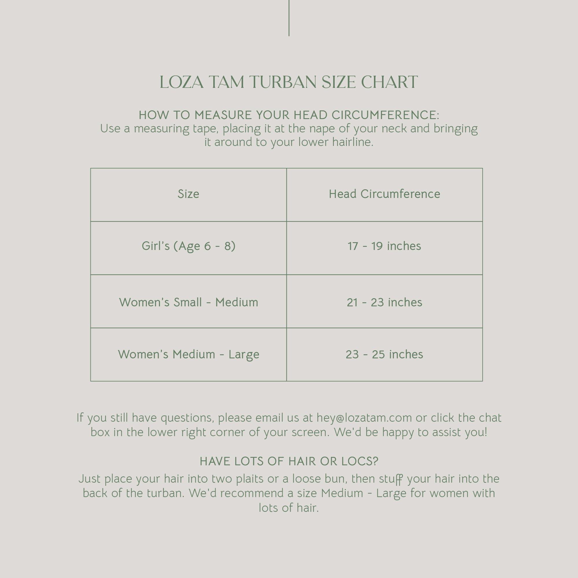 Loza Tam Loza Tam | Luxe Black & White Head Wrap Turban for Women | Satin-Lined Turban Hair Wrap for Women (US, Alpha, Small, Medium)