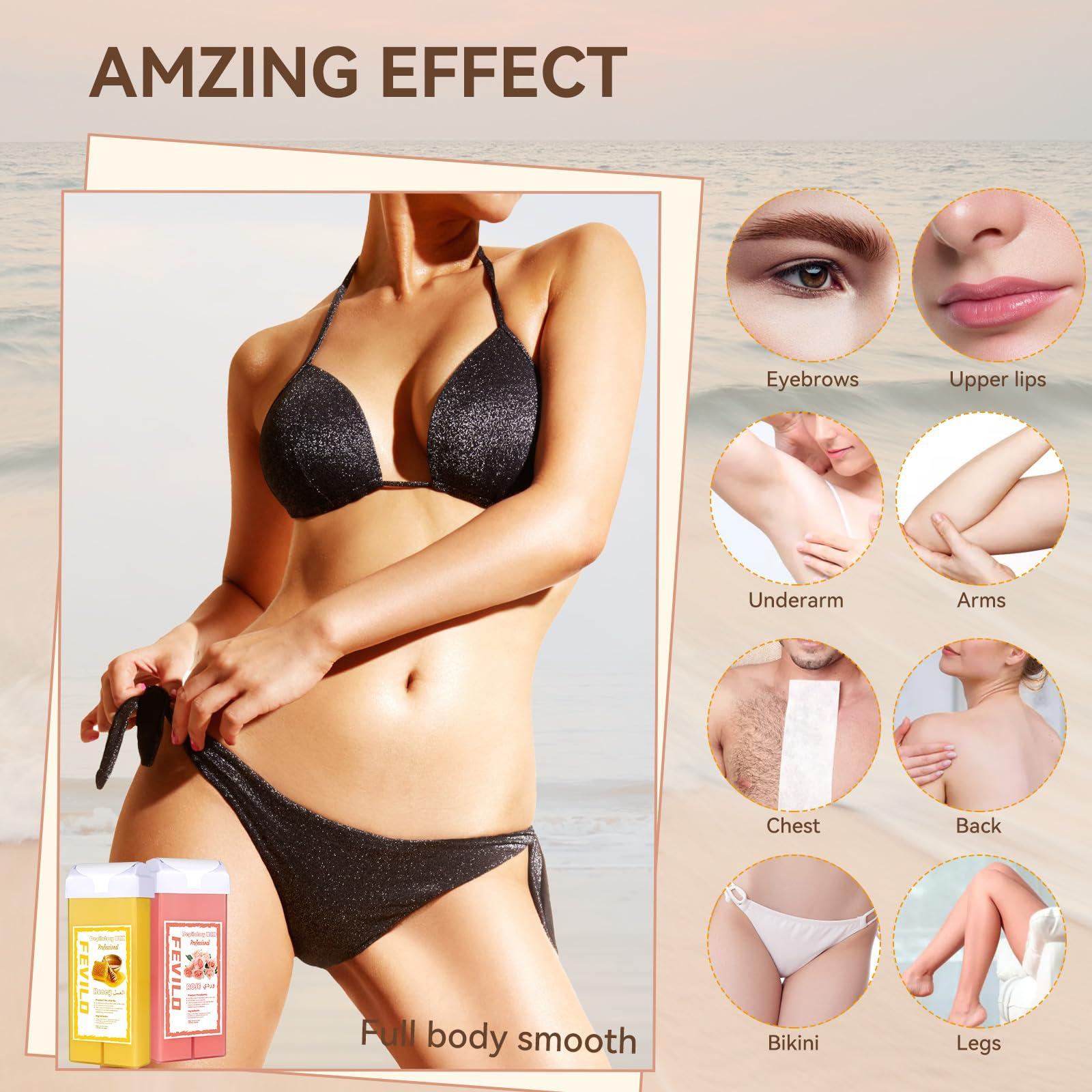 FOCTXI Roller Waxing Kit for Women, Roll on Wax Warmer Kit for Hair Removal, For Multiple Areas of the Body, Sensitive Skin Wax Roller Kit for Women Hair Removal