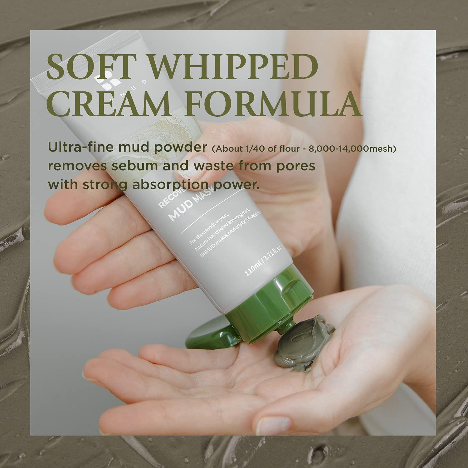 BRMUD BRMUD Boryeong Mud Clay Face Mask, Pore Reducer & Minimizer, Blackhead, Acne Control for Oily Skin, Redness Relief and Skin Tightening Mask for Women and Men - Recovery Mud Mask 110ml (3.72 fl.oz.)