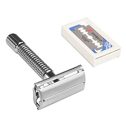 ASSURED 2 Pieces of Assured Stainless Steel Double Edge Safety Razors with 10 Asured blades & 10 Doroco blades