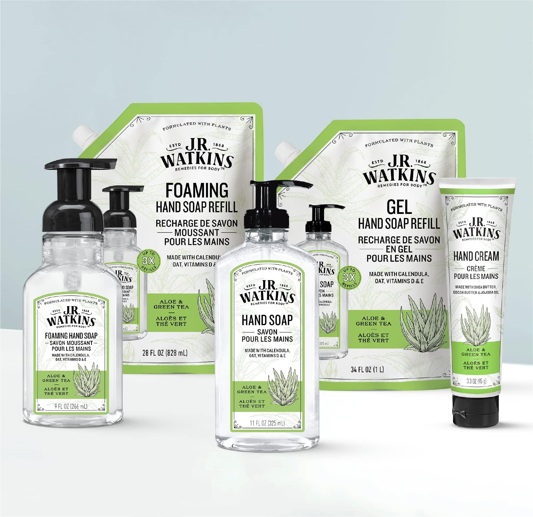 J.R. Watkins J.R. Watkins Gel Hand Soap, Scented Liquid Hand Wash for Bathroom or?Kitchen, USA Made and Cruelty Free, 11 fl oz, Aloe & Green Tea, 6 Pack