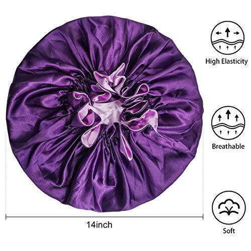 COSBAY Silk Bonnets for Women,Double Layer Extra Large Satin Sleeping Cap with Elastic,Satin Bonnet for Curly Hair,Satin Cap for Natural Hair, Women Girl Sleeping Cap