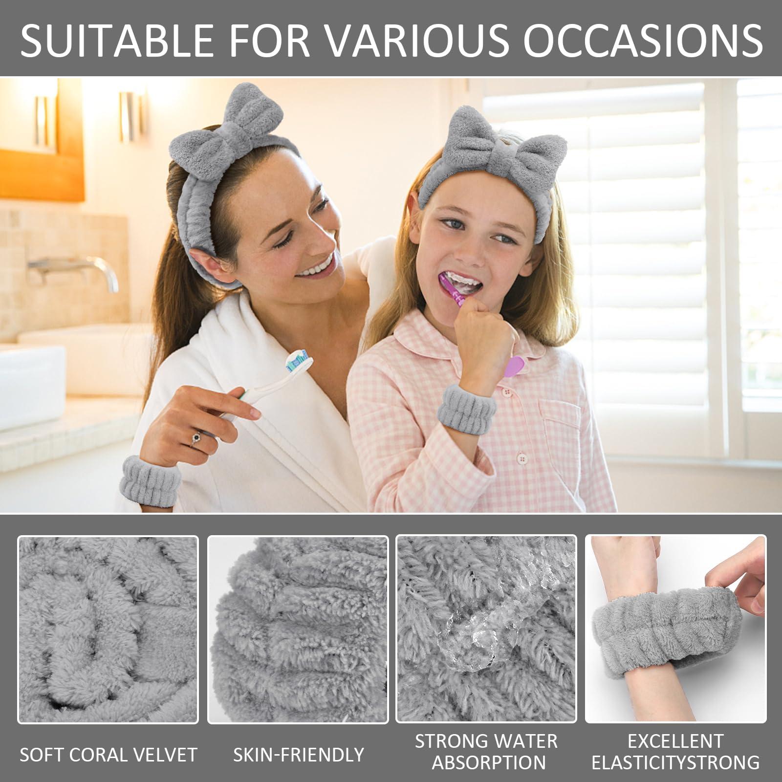 EIMMBD EIMMBD Wrist Towels for Washing Face, Microfiber Face Washing Wristbands Makeup Headband Spa Wash Towel Band Absorbent Wrist Sweatband for Women (Grey, 9 PCS)