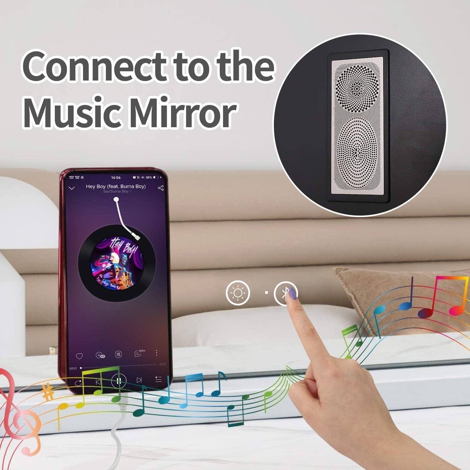 Hansong Hansong Vanity Mirror with Lights and Bluetooth Extra Large Hollywood Makeup Mirror with 18 pcs LED Bulbs Lighted Mirror with USB Charging,3 Color Lighting Modes Tabletop or Wall Mount