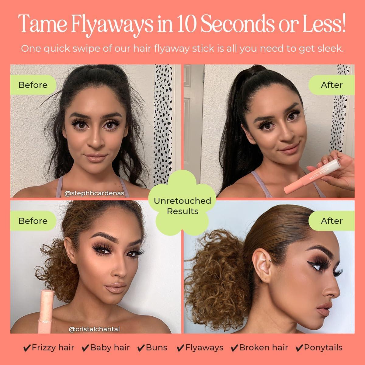 INH INH Hair Mascara for Flyaways | Quick Slick Hair Finishing Stick for Flyaways, Frizz Control, & Slick Back Look | Non Greasy & Non Comedogenic Smoothing Serum & Frizz Tamer Wand | Strawberry Jam, 18ml