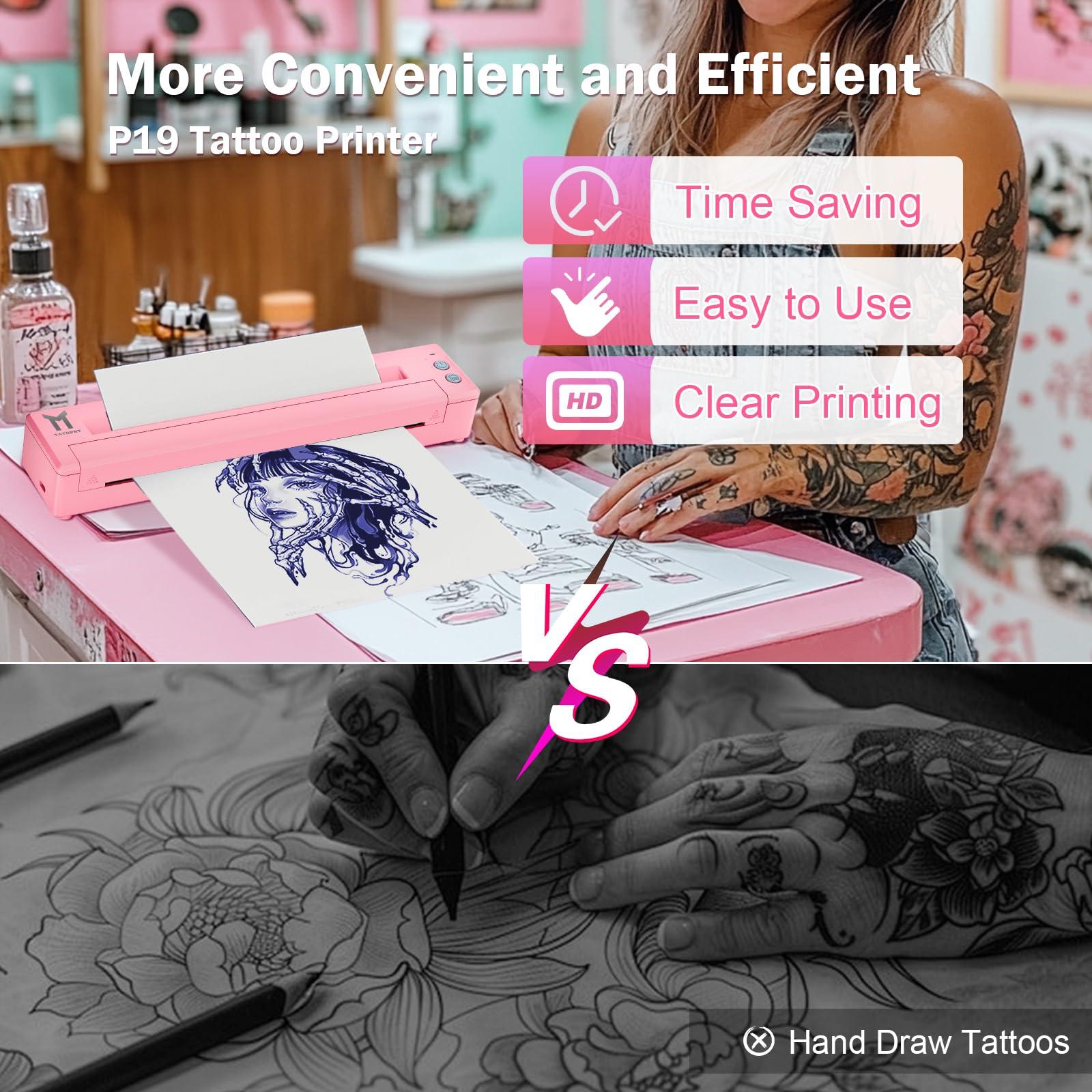 TATOPRT TATOPRT P19 Wireless Tattoo Stencil Printer Bluetooth Thermal Temporary Tattoo Transfer Printer Machine Kit for Tattoo Artists & Beginners