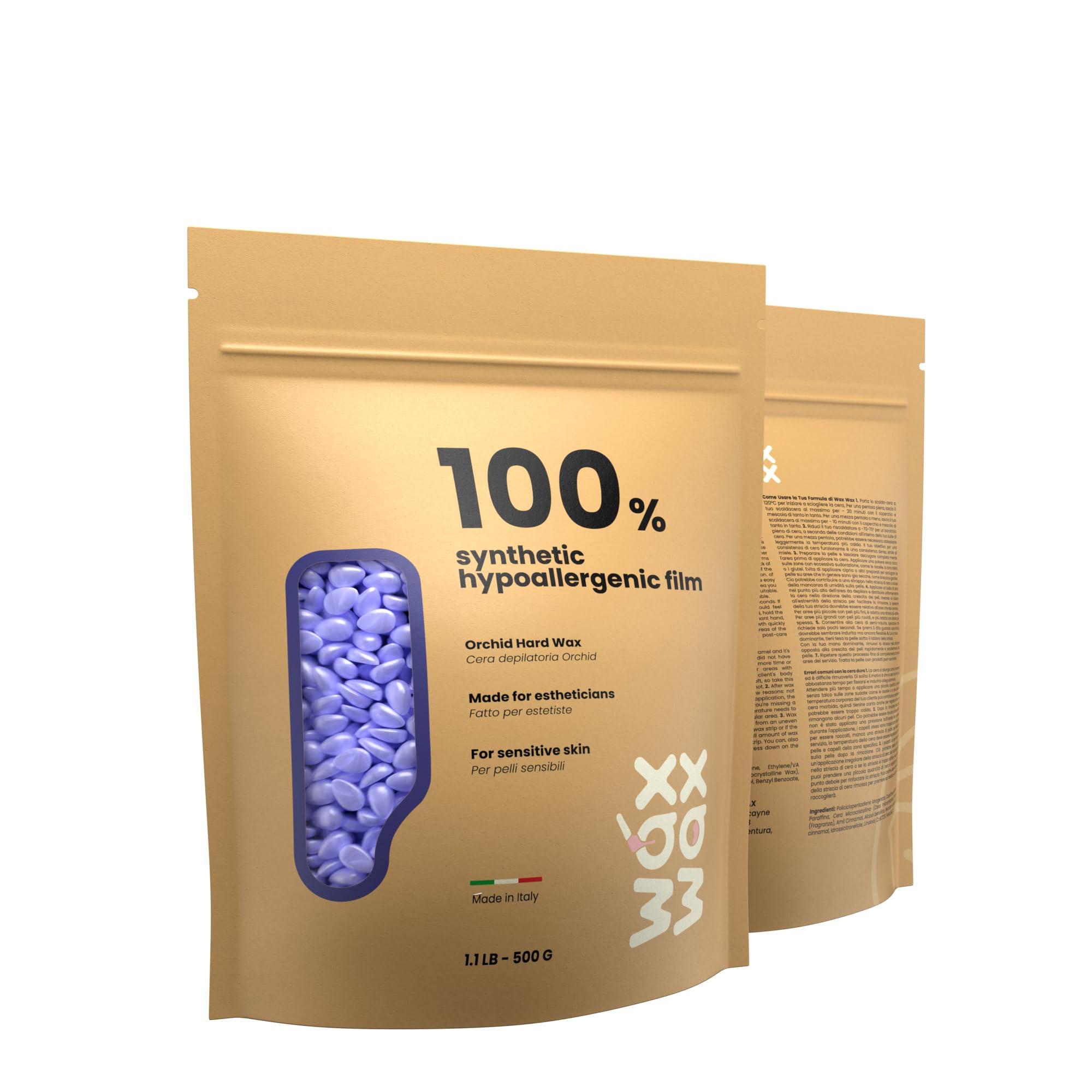 Wax Wax Wax Wax - Hard Wax Beads (1.1lb/500g) - Hypoallergenic & Natural Polymer - Pain-Free, Low Temperature, No Strips Required, Hair Growth Prevention & Easy to Remove. (Orchid - Hypoallergenic)