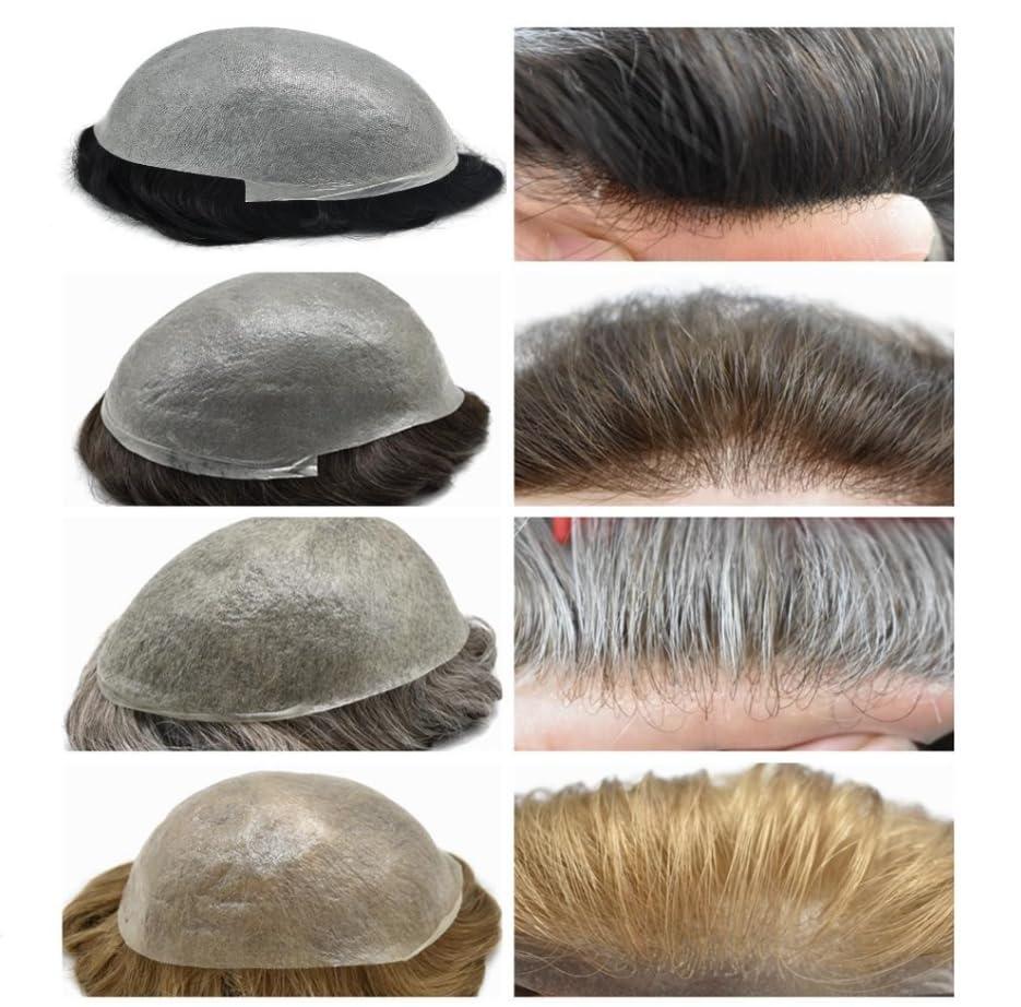Generic Hair System For Men 0.06mm Ultra Thin Skin V-looped Human Hair Mens Toupee Natural Hairline Mens Hair Replacement System Ultralight Hair System8\"x10\"#540 Medium Light Brown with 40% gray-100% Density