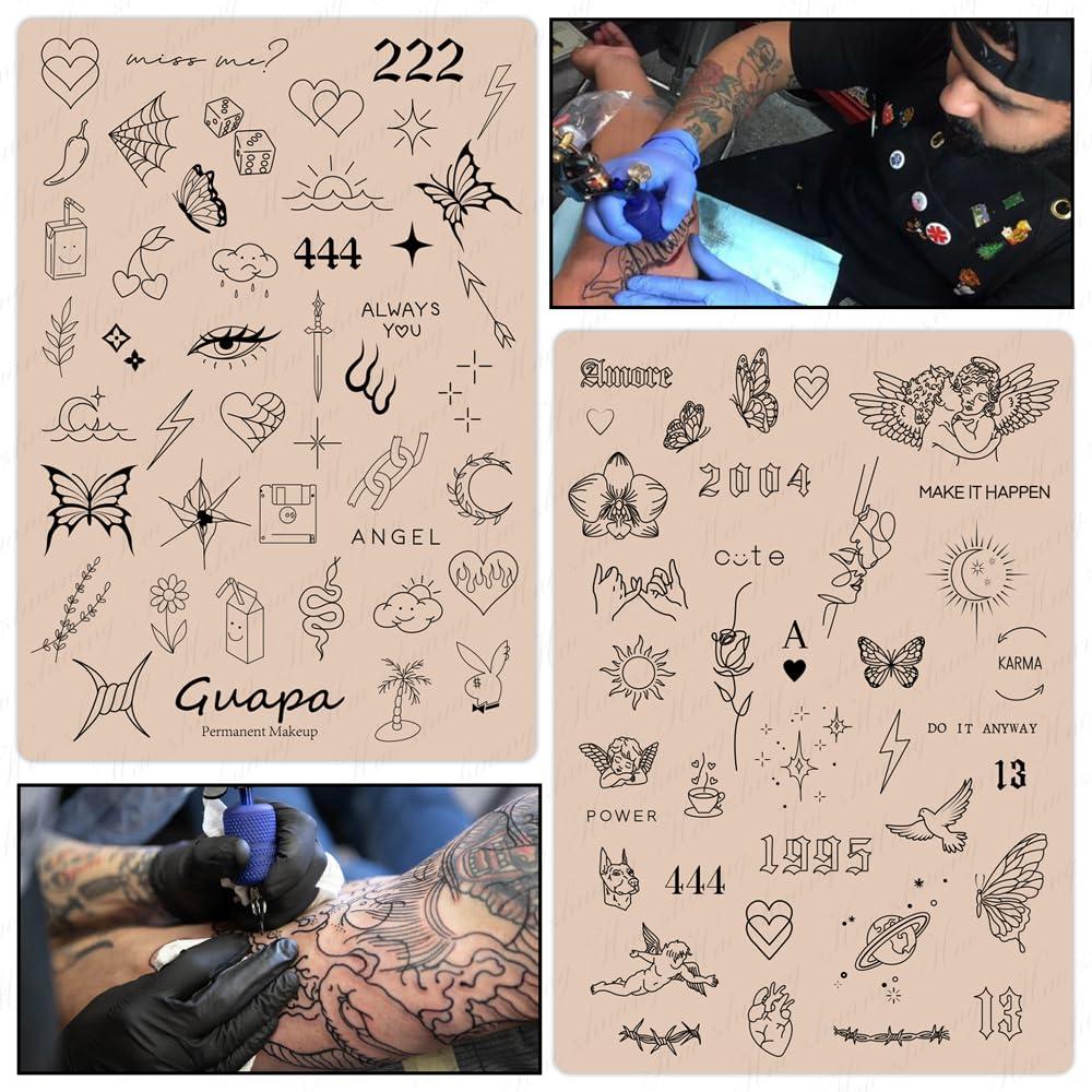 Rasmet 3PCS Rasmet Silicone Tattoo Training Pad 1.5mm Thickness Double Sided Pre-printed Gray Design Fine Line Tiny Tattoo Practice Skin for Tattoo Line Practice Tattoo Shading